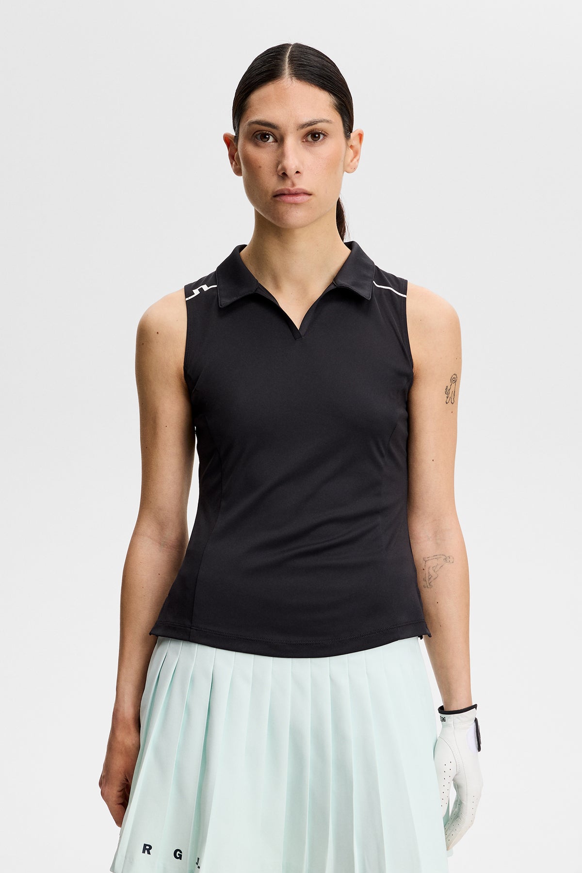 Leah Sleeveless Polo in Black by J.Lindeberg