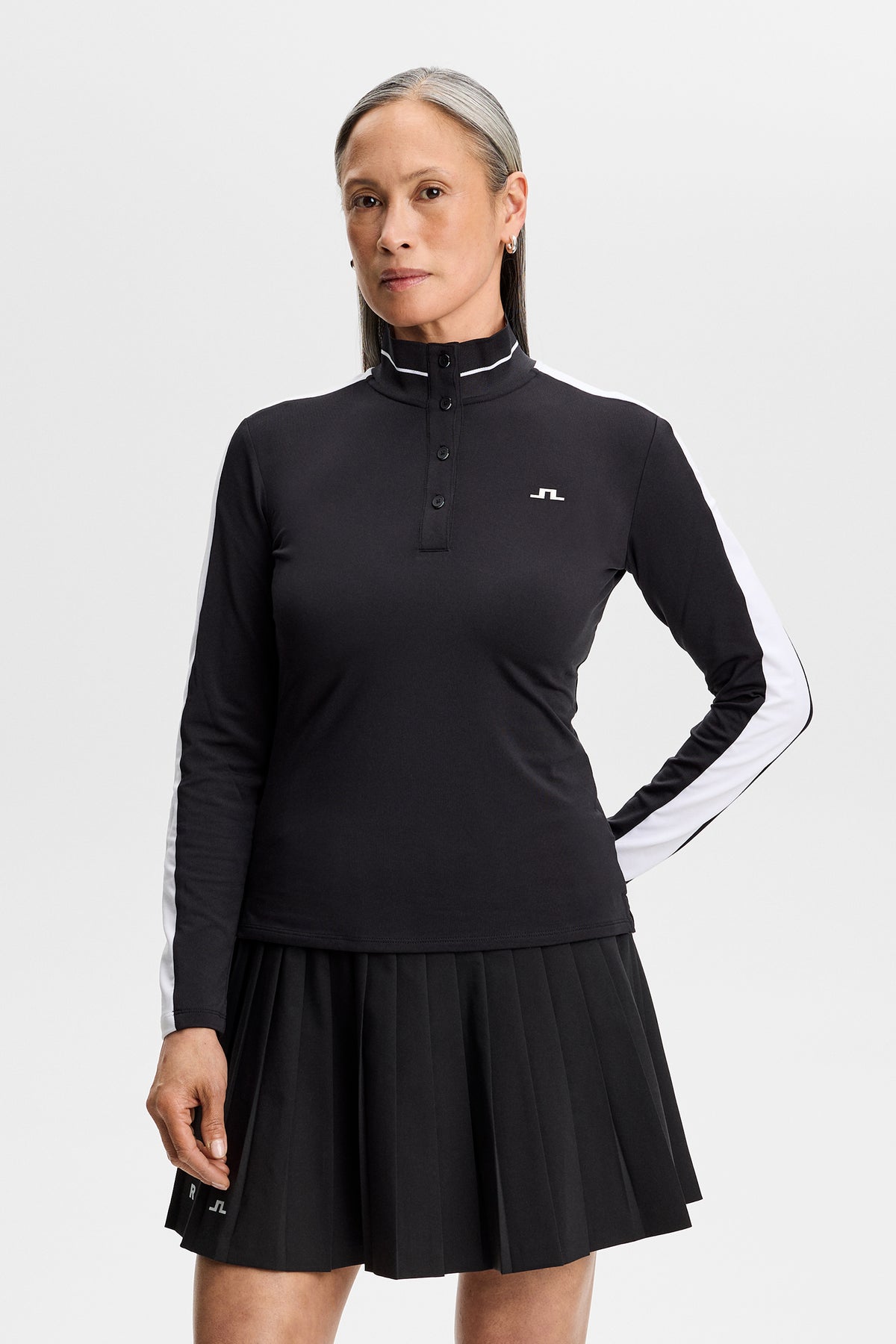 Hertta Long Sleeve Polo in Black by J.Lindeberg