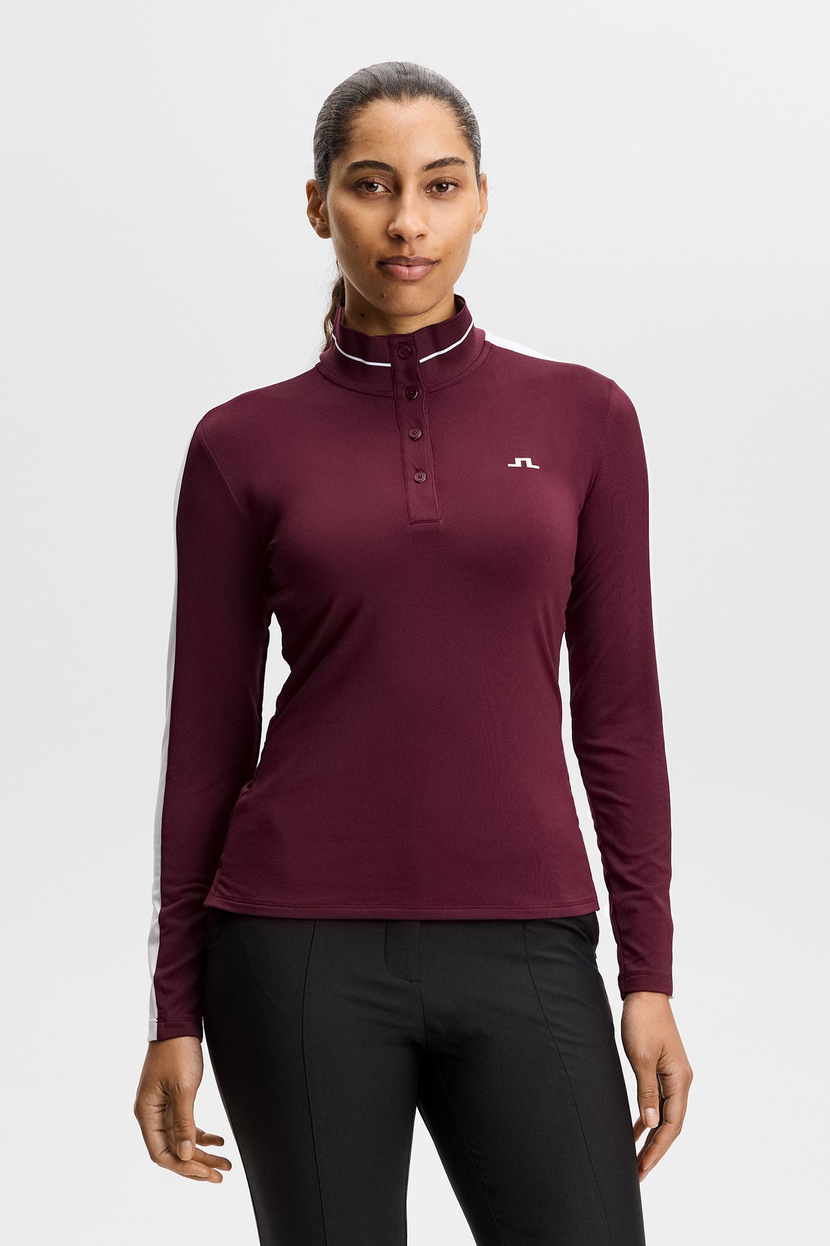 Hertta Long Sleeve Polo in Winetasting by J.Lindeberg