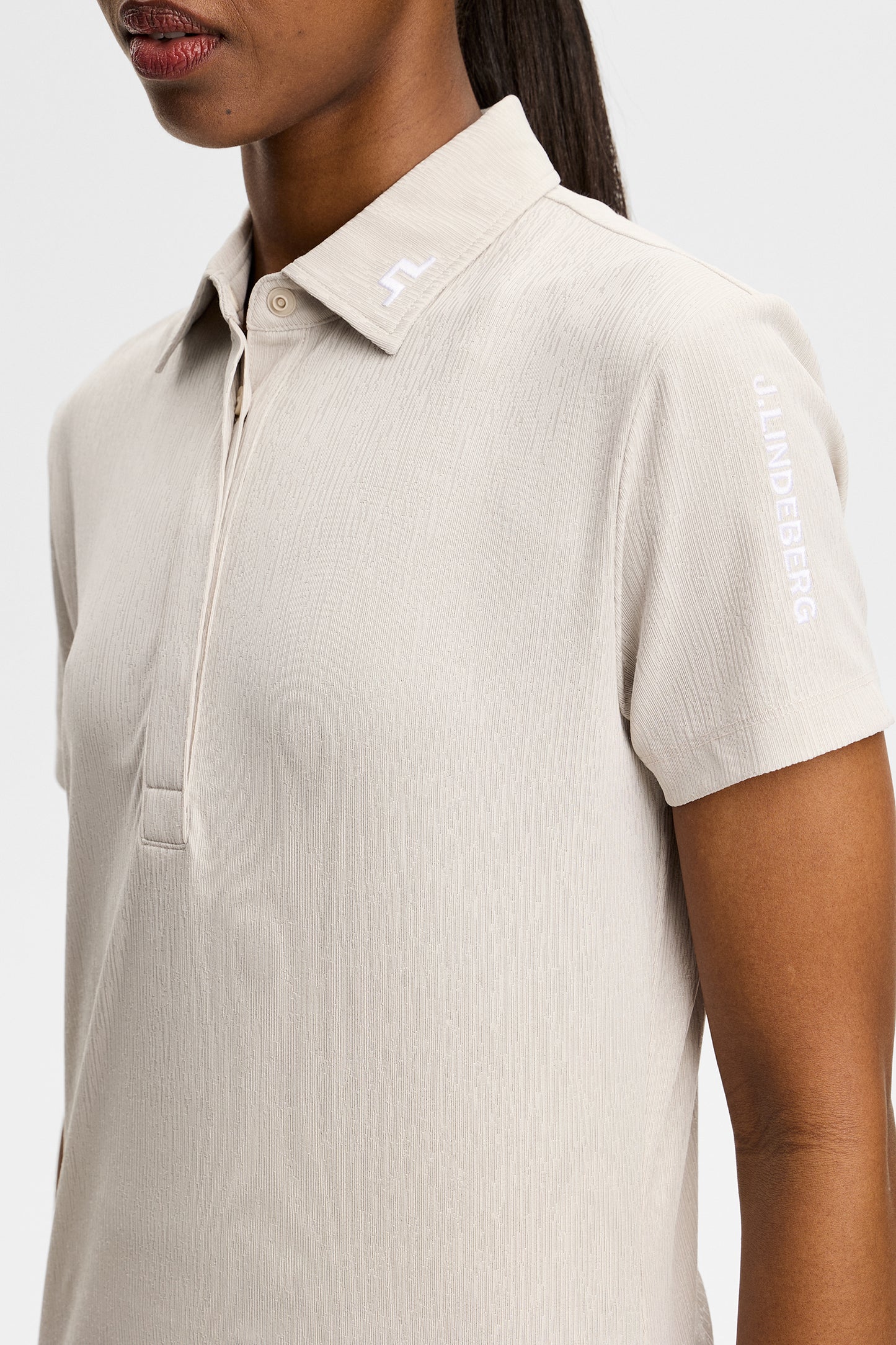 Tour Tech Textured Polo in Moonbeam by J.Lindeberg