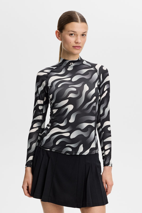 Ella Print Compression Top / Bunker Fade Black Moonbeam M