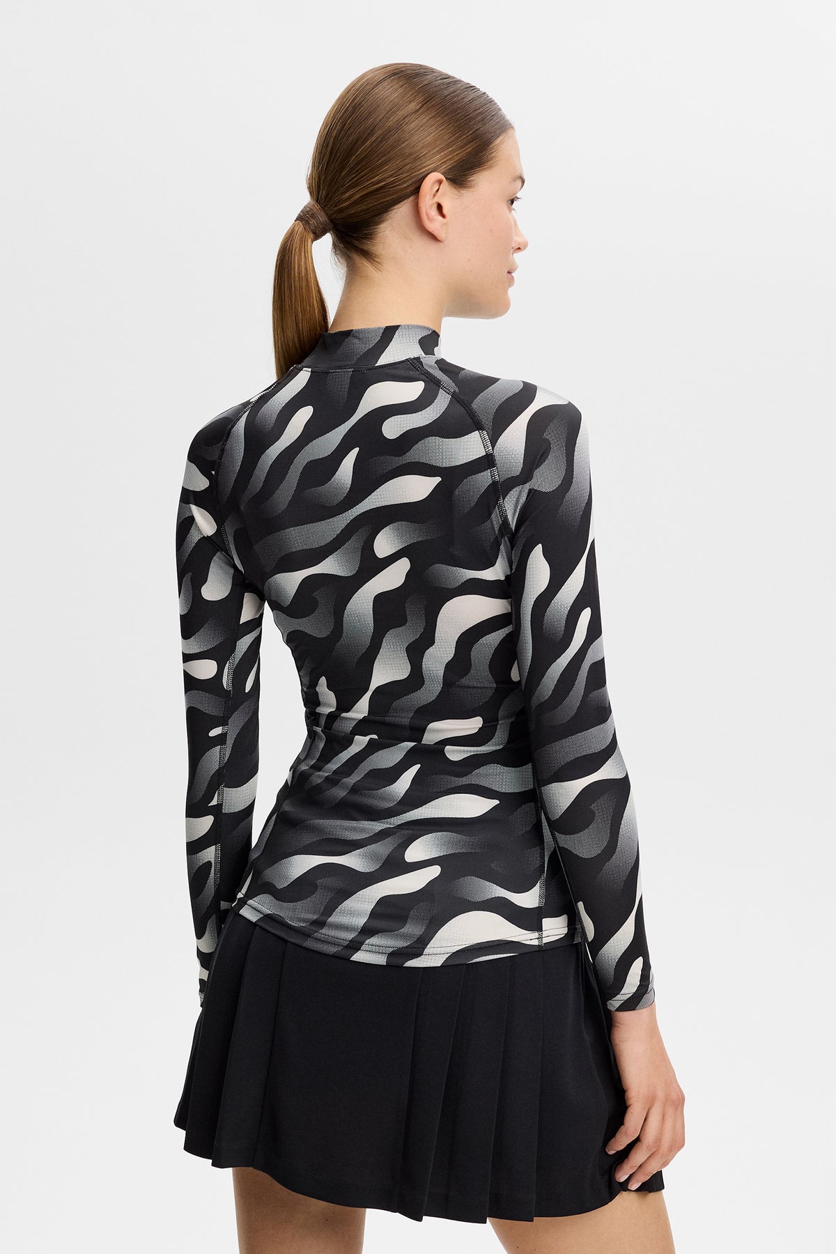 Ella Print Compression Top in Bunker Fade Black Moonbeam M by J.Lindeberg