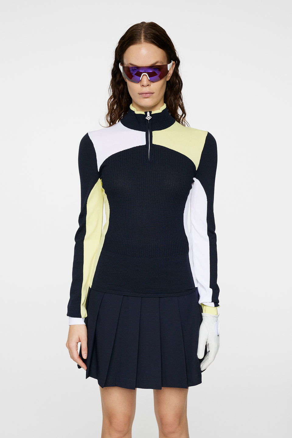 Deborah Knitted Zip Sweater / JL Navy