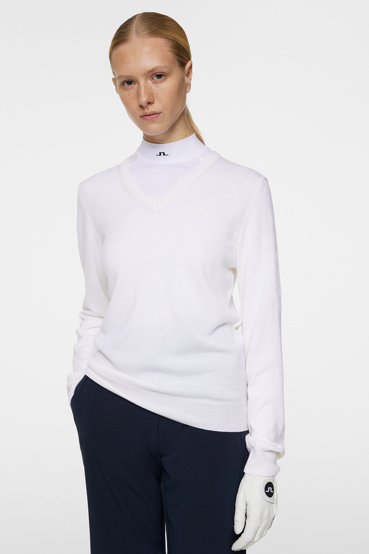 Amaya Knitted Sweater in White by J.Lindeberg