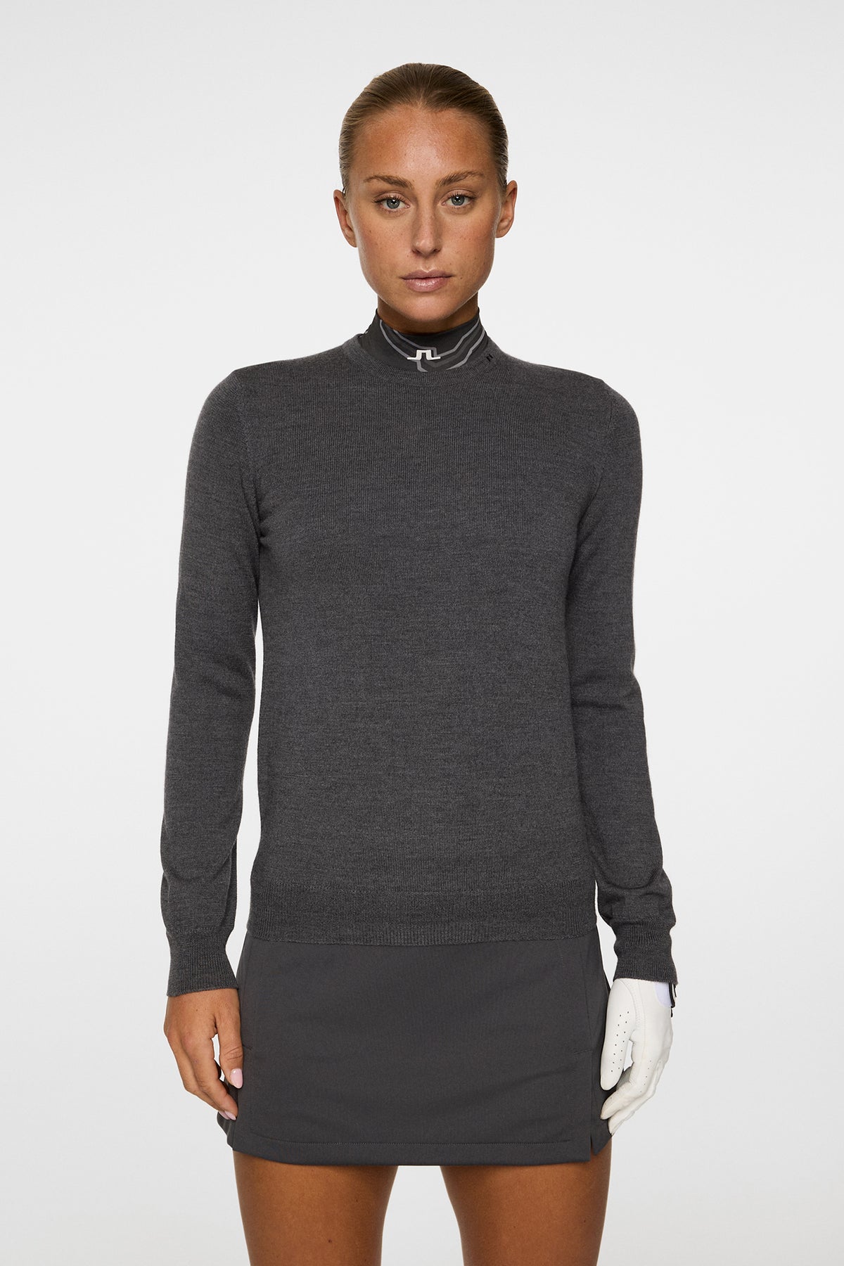 Aria Knitted Sweater in Dark Grey Melange by J.Lindeberg