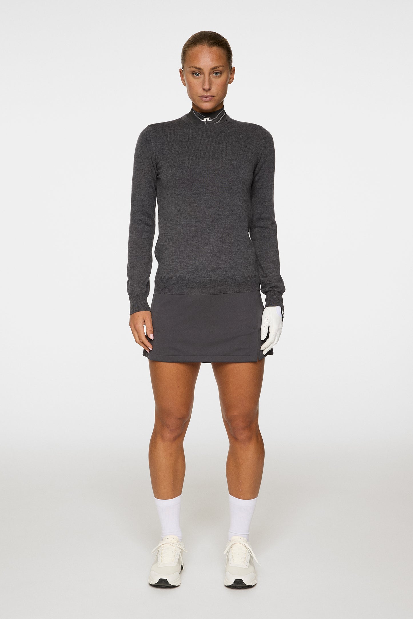 Aria Knitted Sweater in Dark Grey Melange by J.Lindeberg