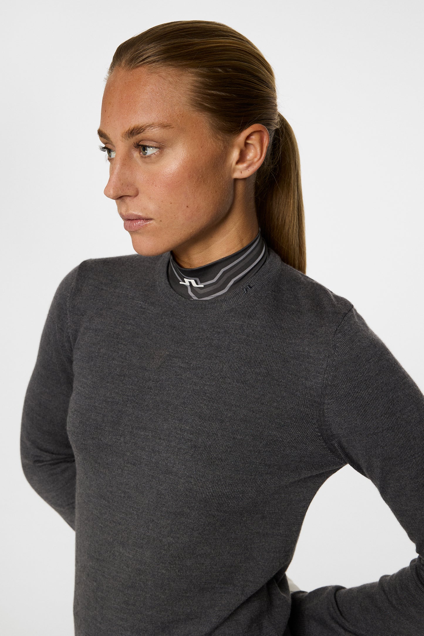 Aria Knitted Sweater in Dark Grey Melange by J.Lindeberg
