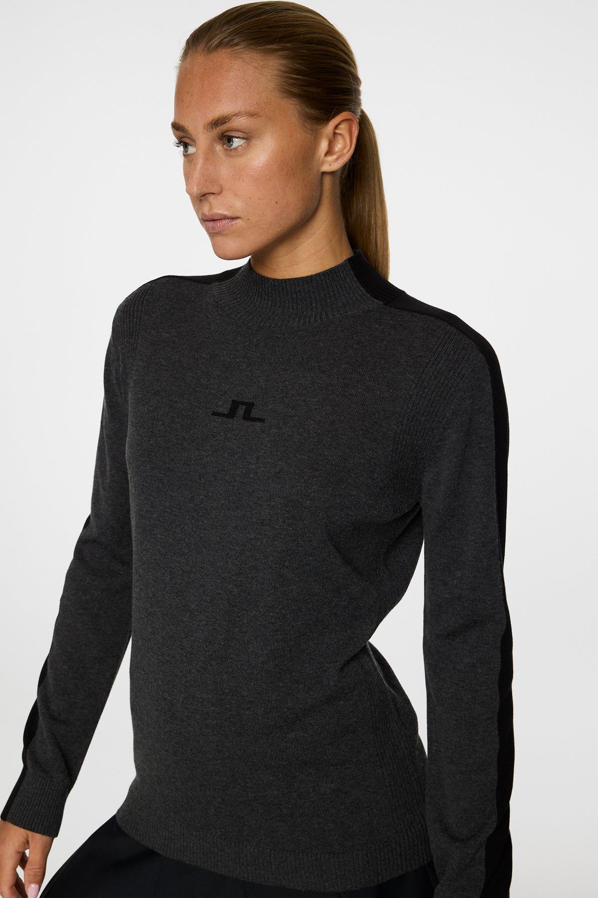 Adeline Knitted Sweater in Dark Grey Melange by J.Lindeberg