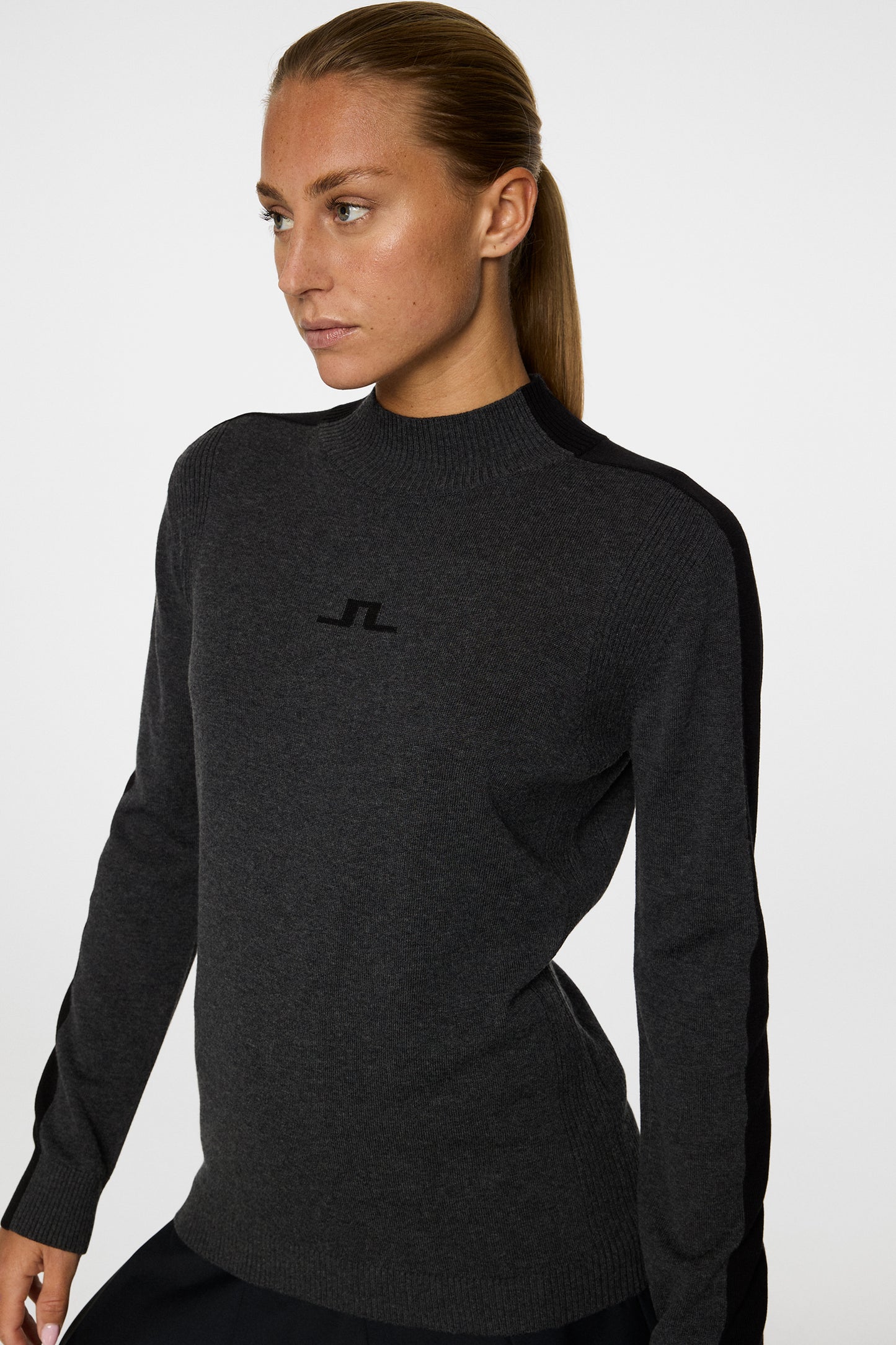 Adeline Knitted Sweater in Dark Grey Melange by J.Lindeberg