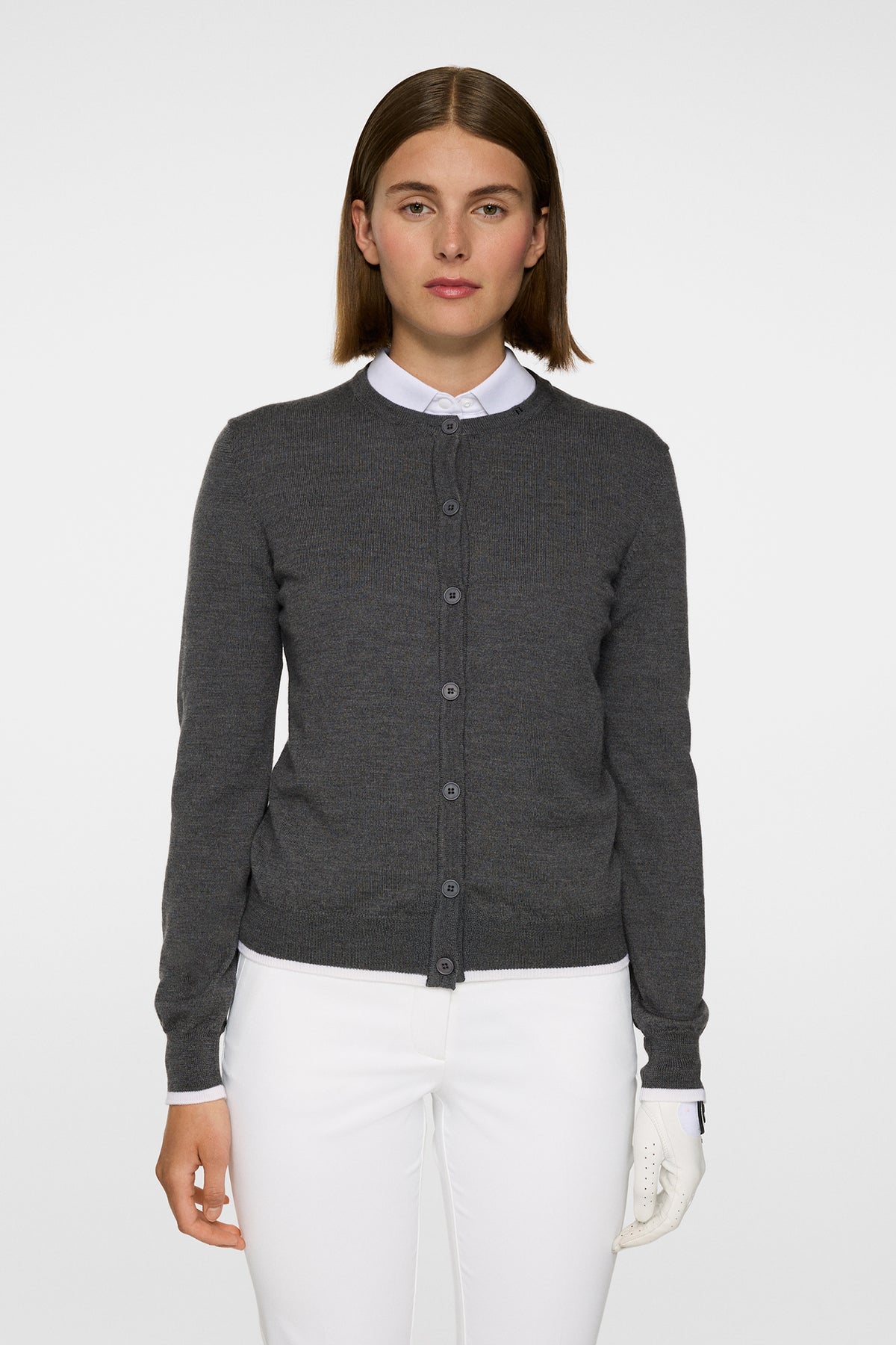 Joanna Knitted Cardigan in Dark Grey Melange by J.Lindeberg