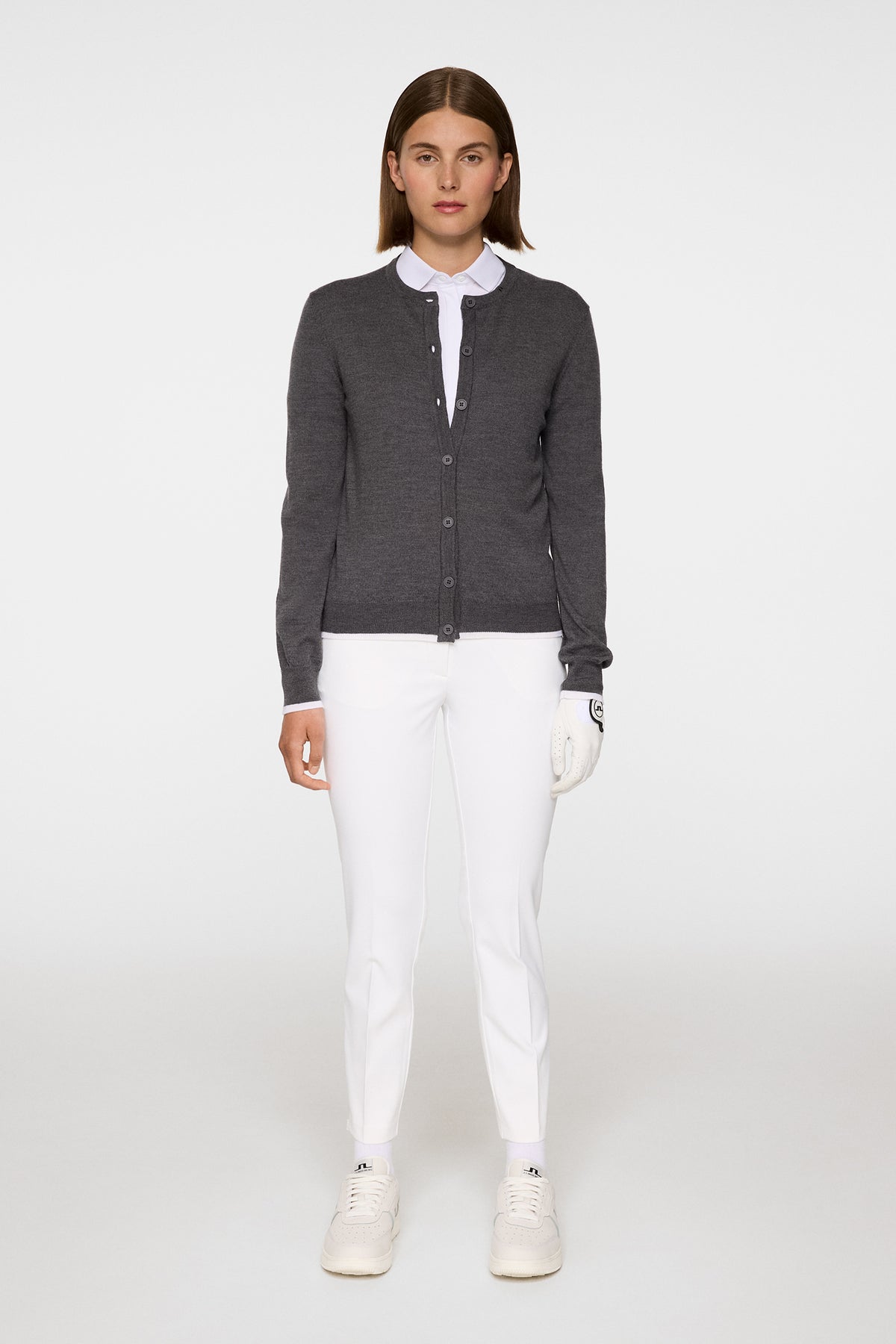 Joanna Knitted Cardigan in Dark Grey Melange by J.Lindeberg