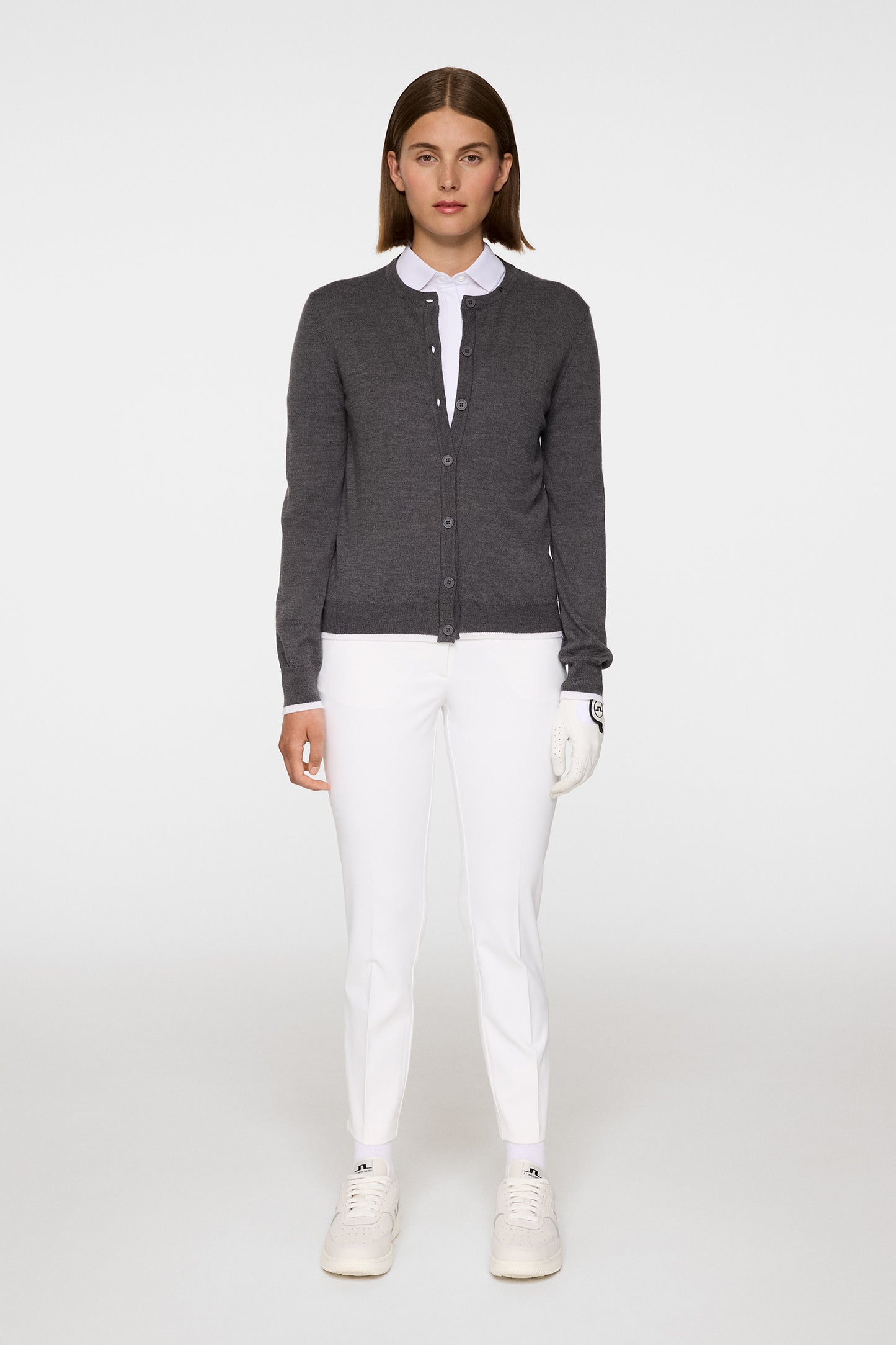 Joanna Knitted Cardigan in Dark Grey Melange by J.Lindeberg