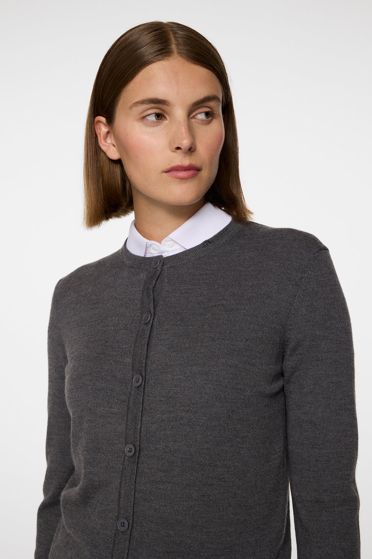 Joanna Knitted Cardigan in Dark Grey Melange by J.Lindeberg