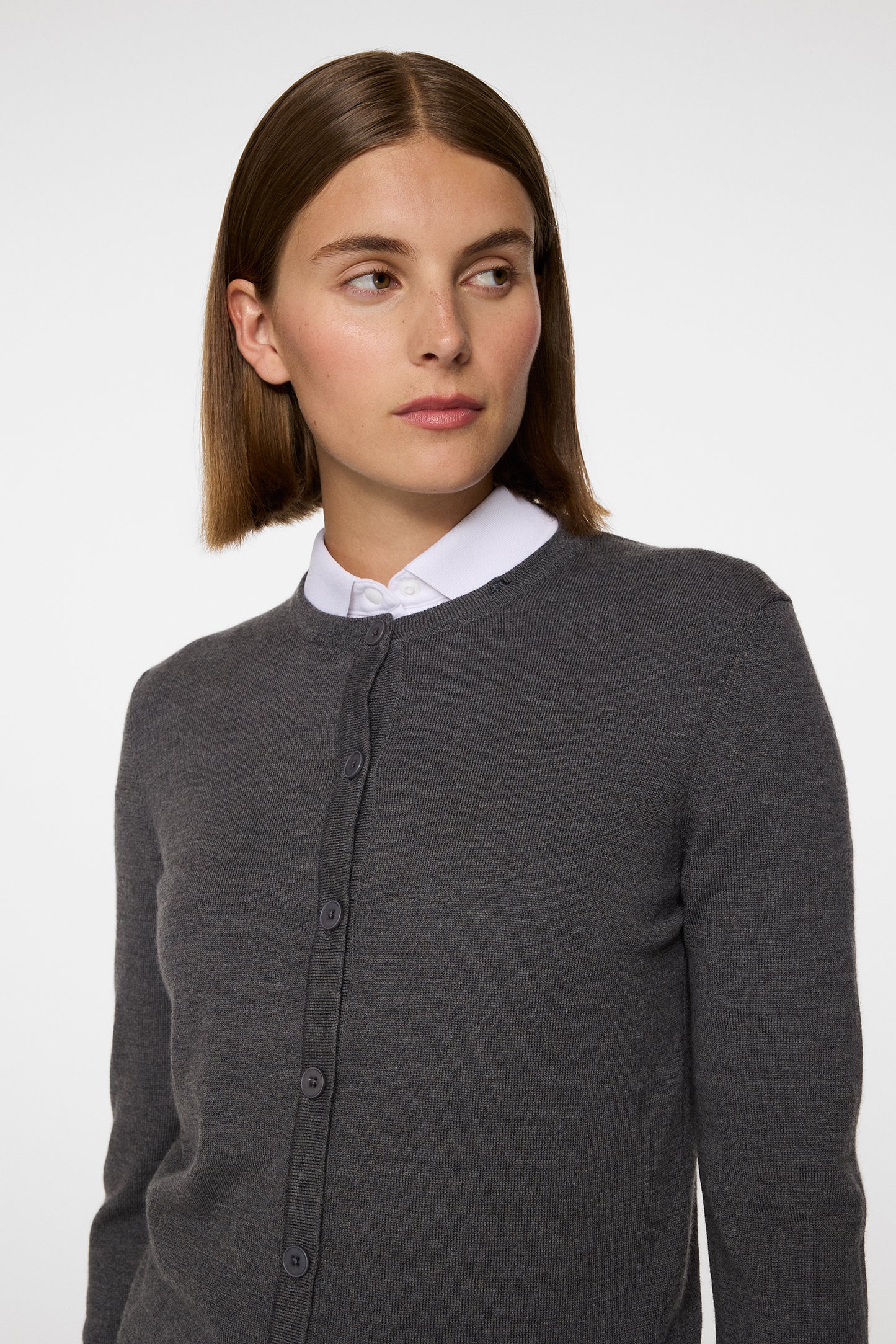 Joanna Knitted Cardigan in Dark Grey Melange by J.Lindeberg