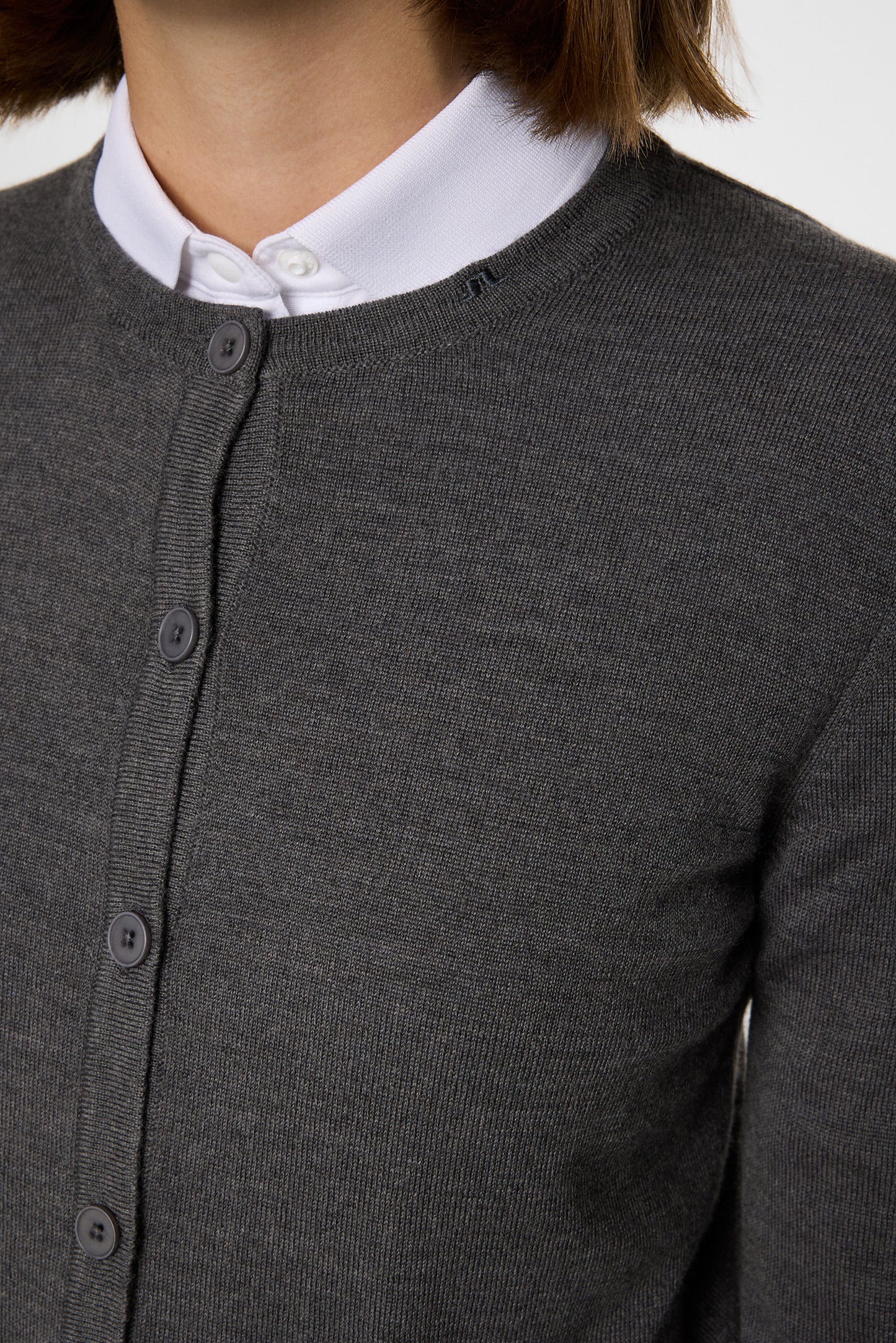 Joanna Knitted Cardigan in Dark Grey Melange by J.Lindeberg