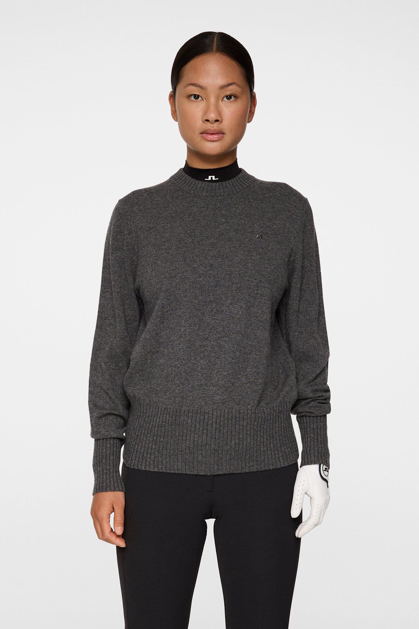 Mina Knitted Sweater in Dark Grey Melange by J.Lindeberg