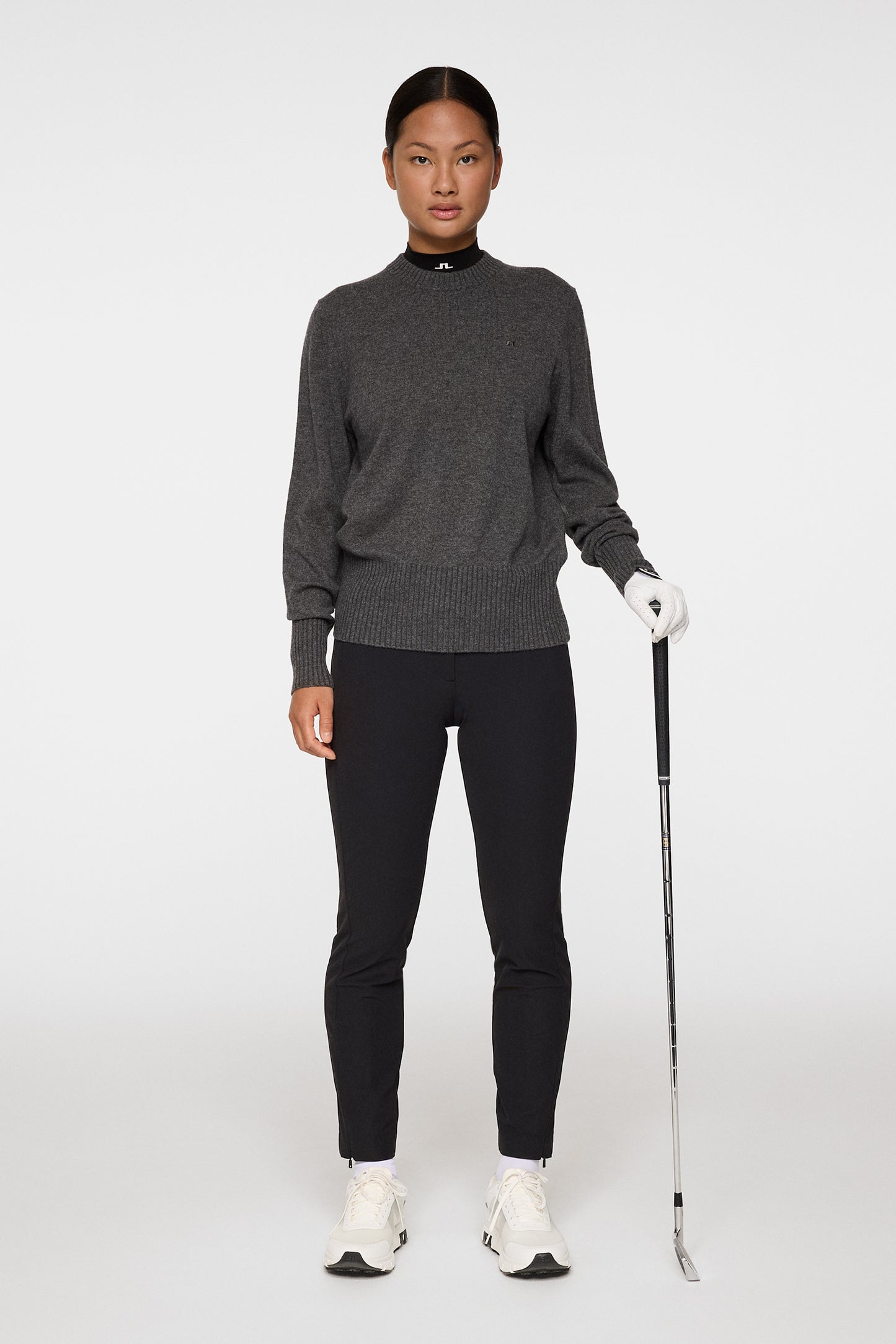 Mina Knitted Sweater in Dark Grey Melange by J.Lindeberg