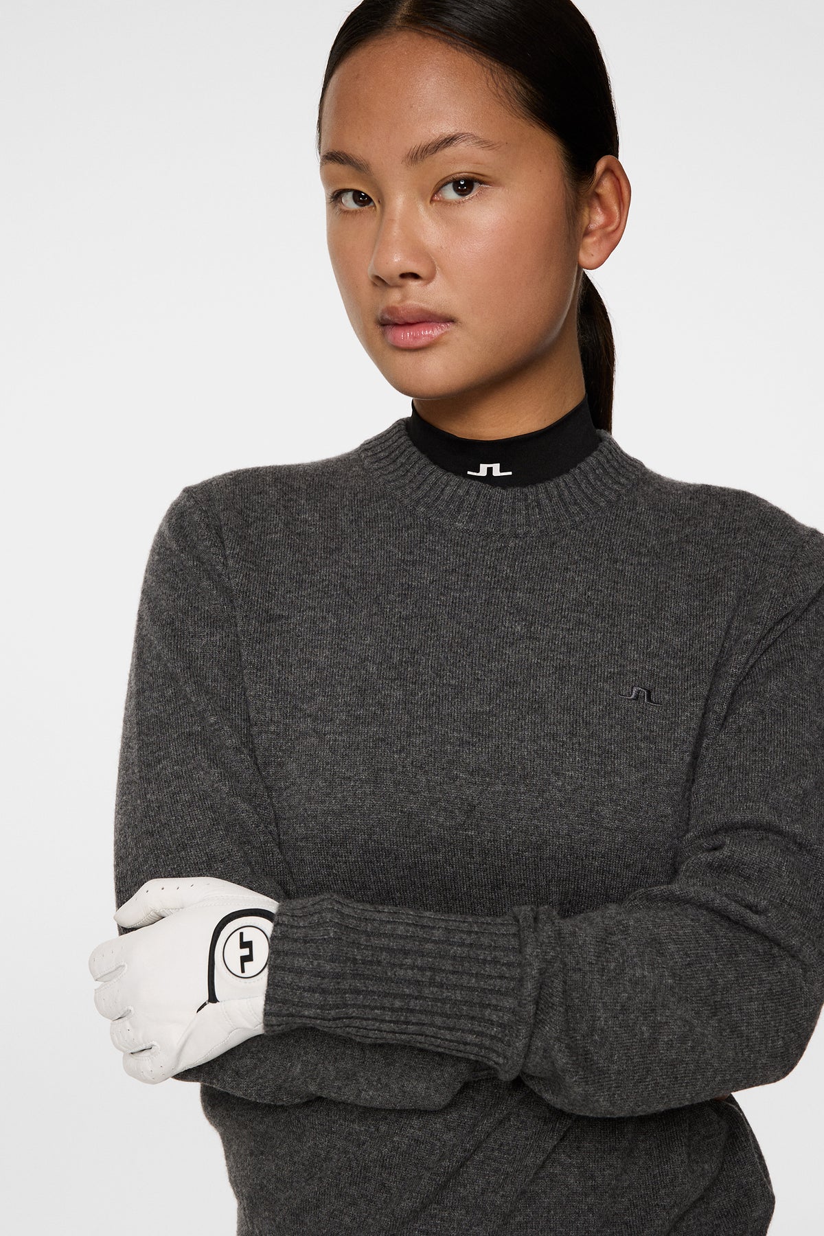 Mina Knitted Sweater in Dark Grey Melange by J.Lindeberg