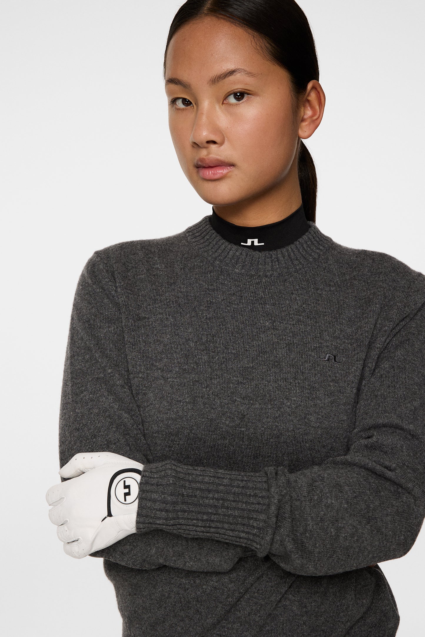 Mina Knitted Sweater in Dark Grey Melange by J.Lindeberg