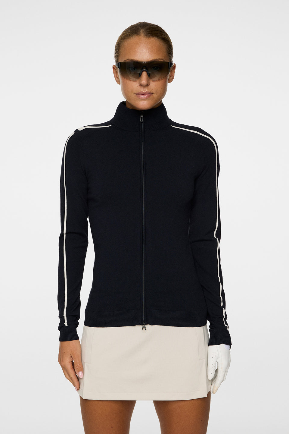 Aubree Knitted Zip Sweater / JL Navy