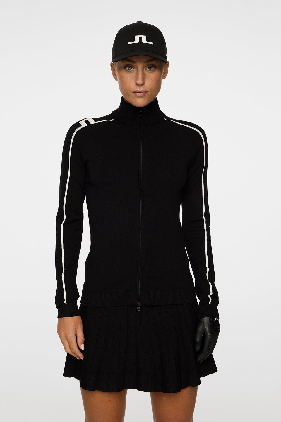 Aubree Knitted Zip Sweater / Black