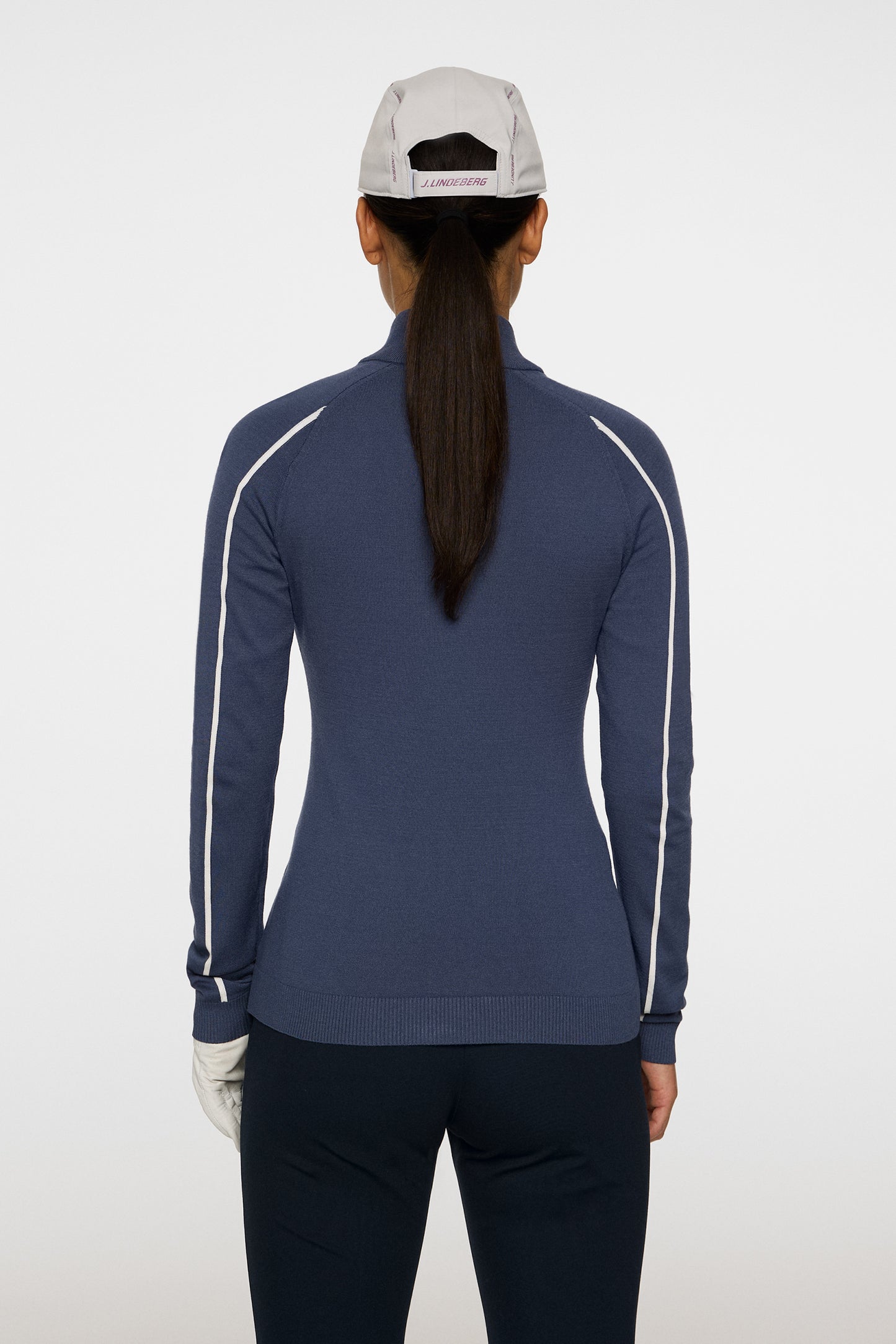 Aubree Knitted Zip Sweater in Vintage Indigo by J.Lindeberg