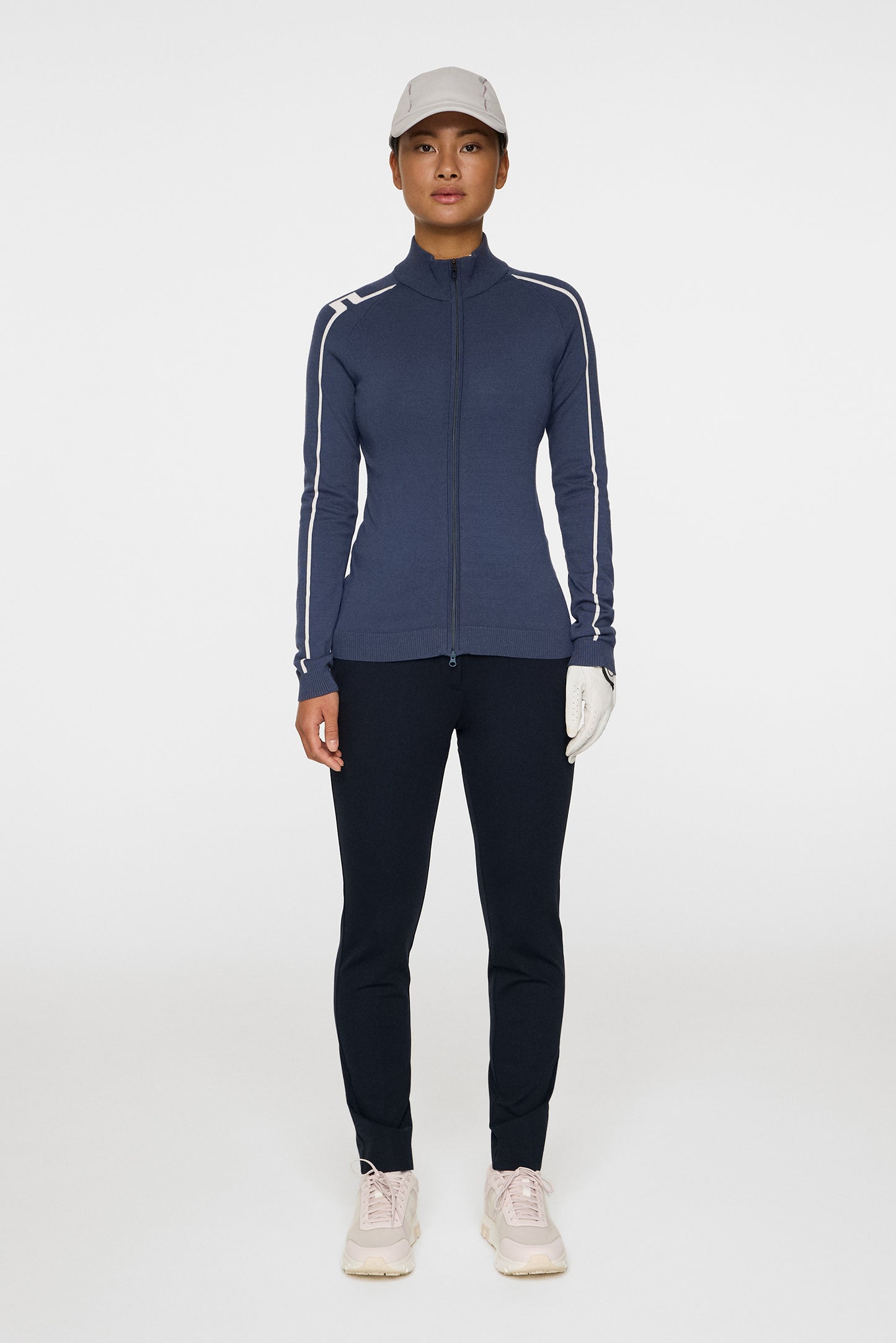 Aubree Knitted Zip Sweater in Vintage Indigo by J.Lindeberg