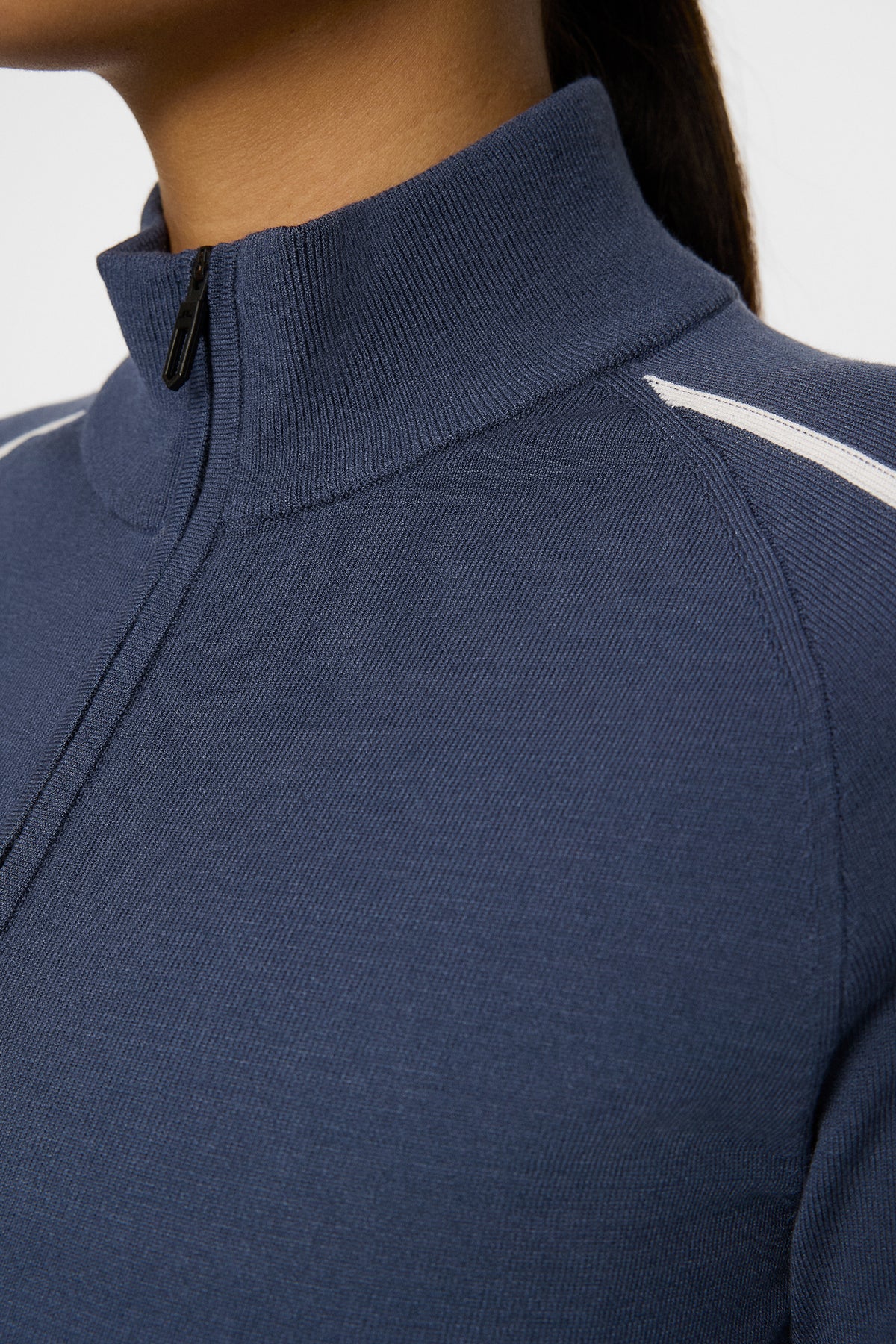 Aubree Knitted Zip Sweater in Vintage Indigo by J.Lindeberg