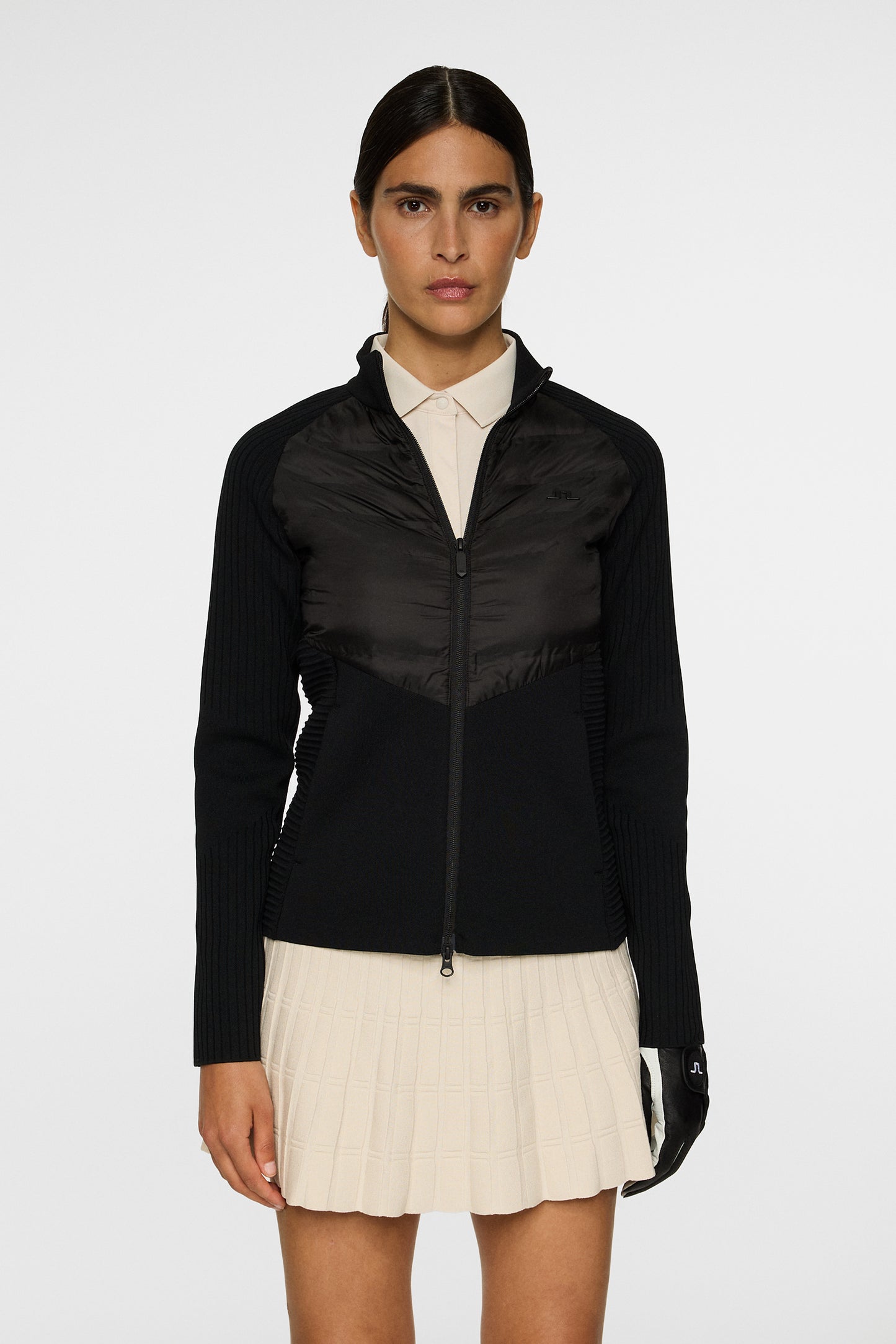 Wendy Tech Knit Zip Sweater in Black by J.Lindeberg