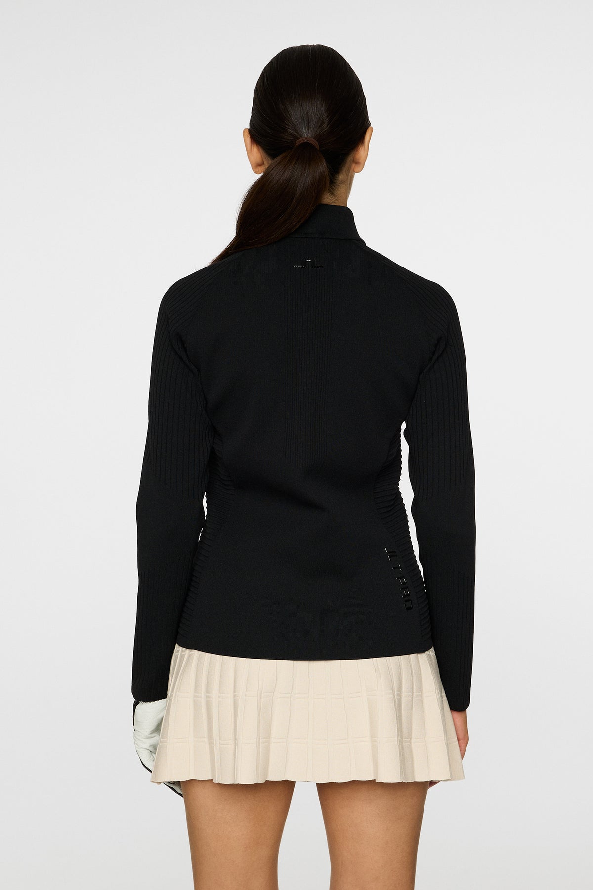Wendy Tech Knit Zip Sweater in Black by J.Lindeberg