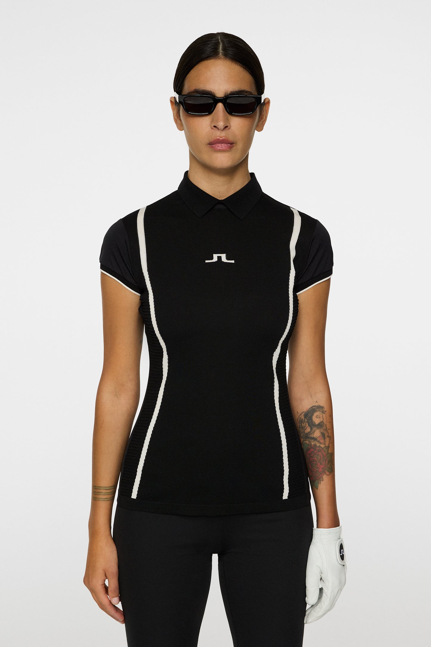 Theodora Hybrid Knit Shirt in Black by J.Lindeberg