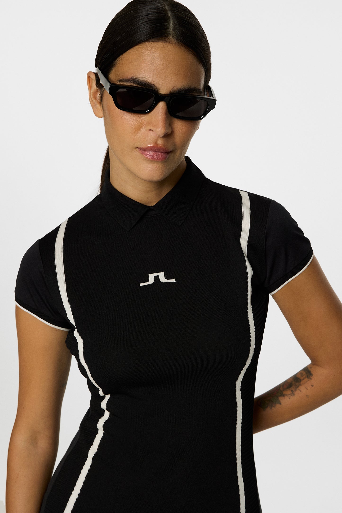 Theodora Hybrid Knit Shirt in Black by J.Lindeberg