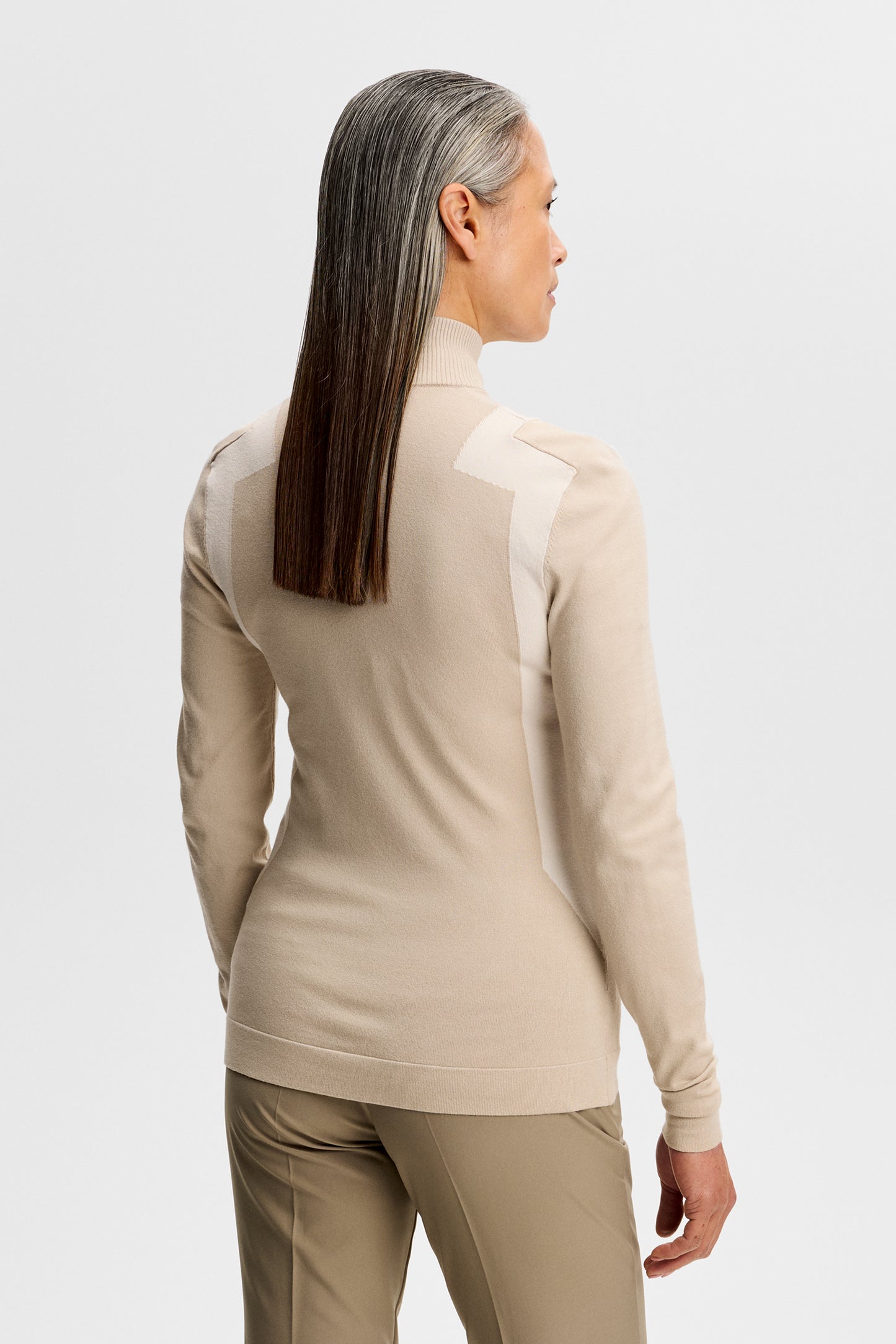 Bianca Knitted Zip Sweater in Island Fossil by J.Lindeberg