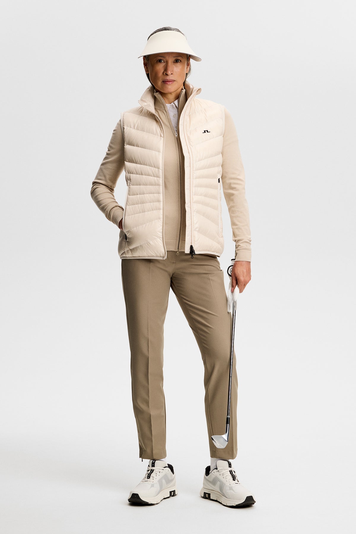 Bianca Knitted Zip Sweater in Island Fossil by J.Lindeberg