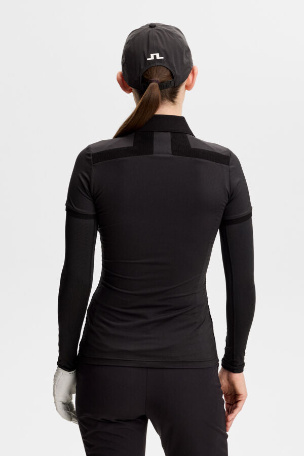 Kailey Hybrid Knit Polo Shirt / Black