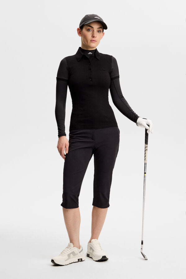 Kailey Hybrid Knit Polo Shirt / Black