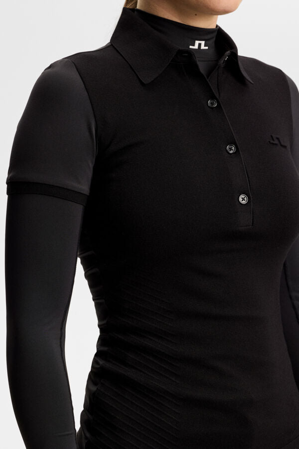 Kailey Hybrid Knit Polo Shirt / Black