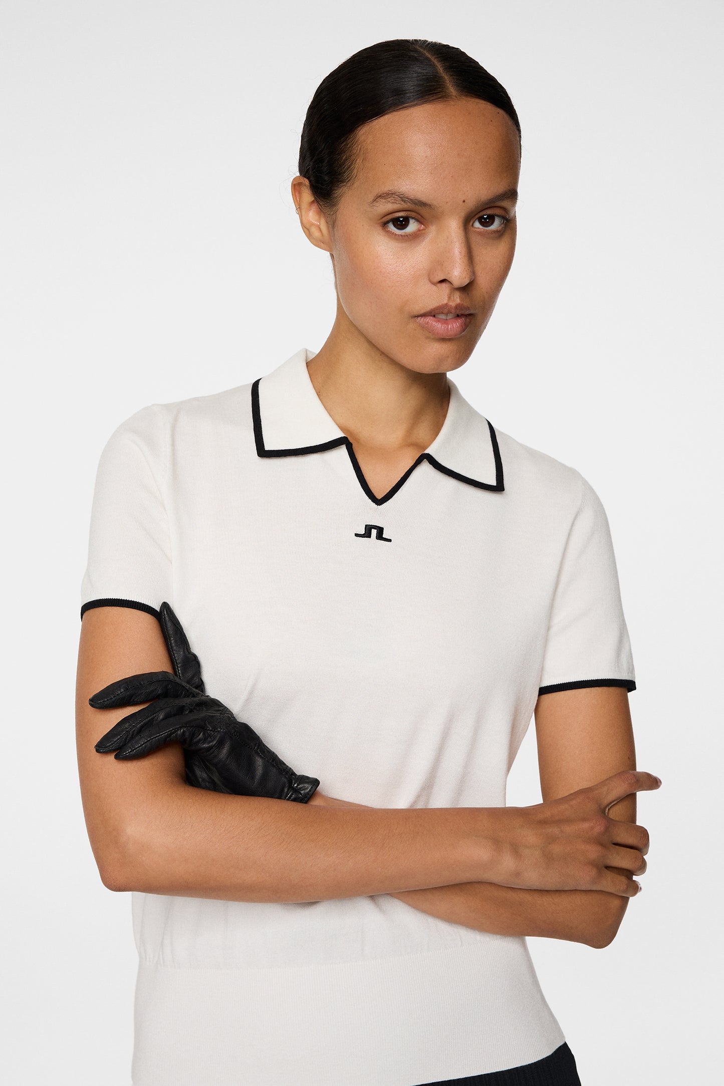 Malva Knitted Polo Shirt in White by J.Lindeberg