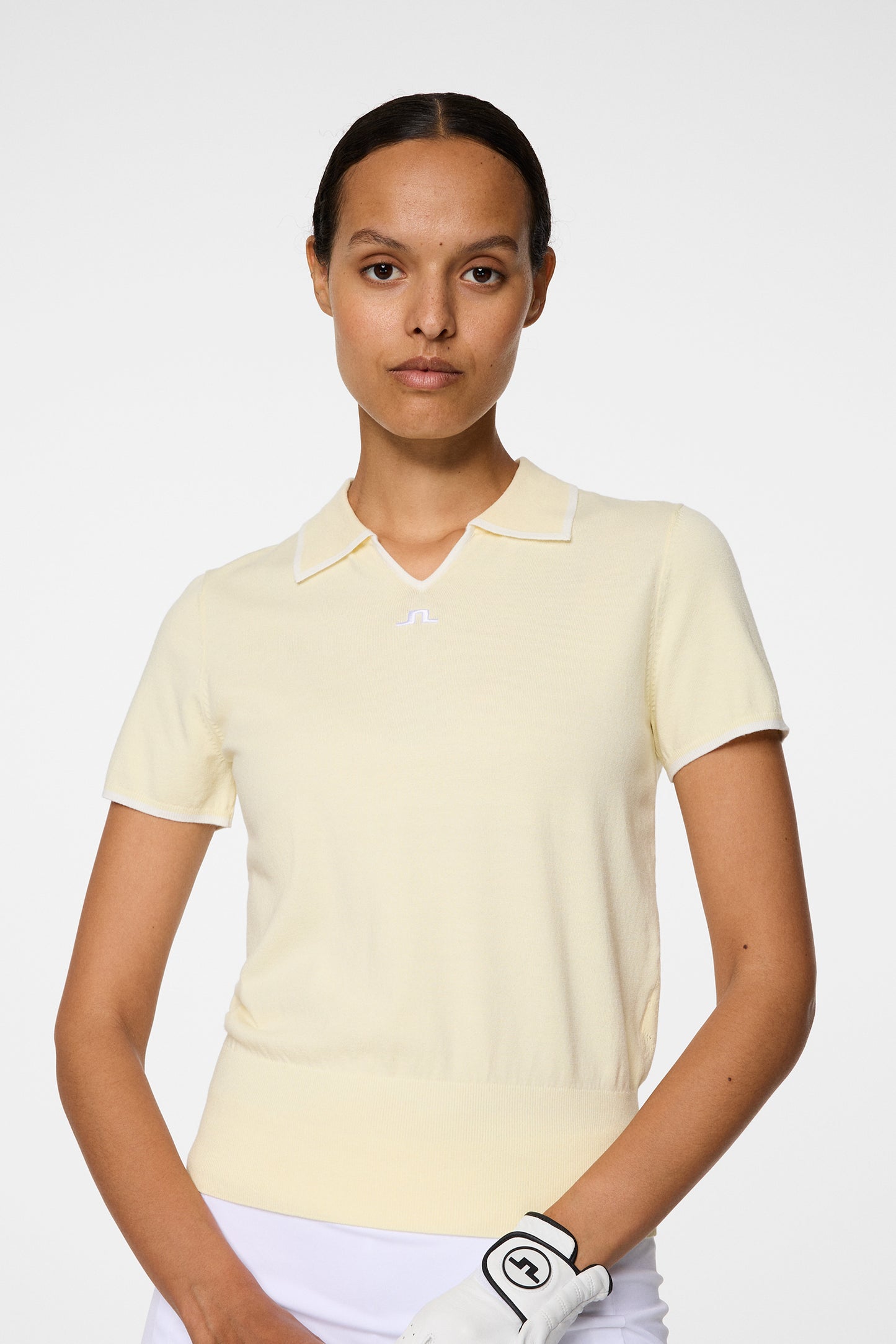 Malva Knitted Polo Shirt in Lemon Icing by J.Lindeberg