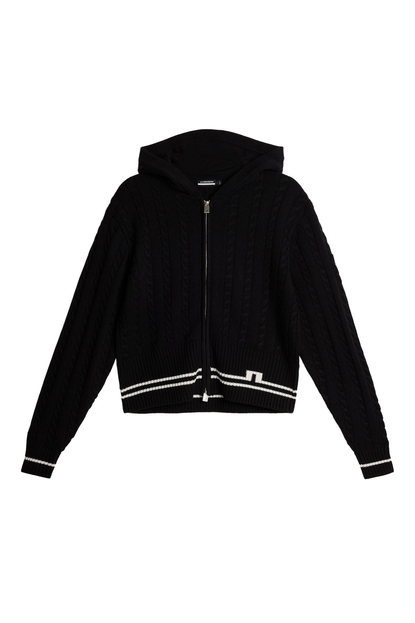 Camilla Cable Knit Wool Hood in Black by J.Lindeberg