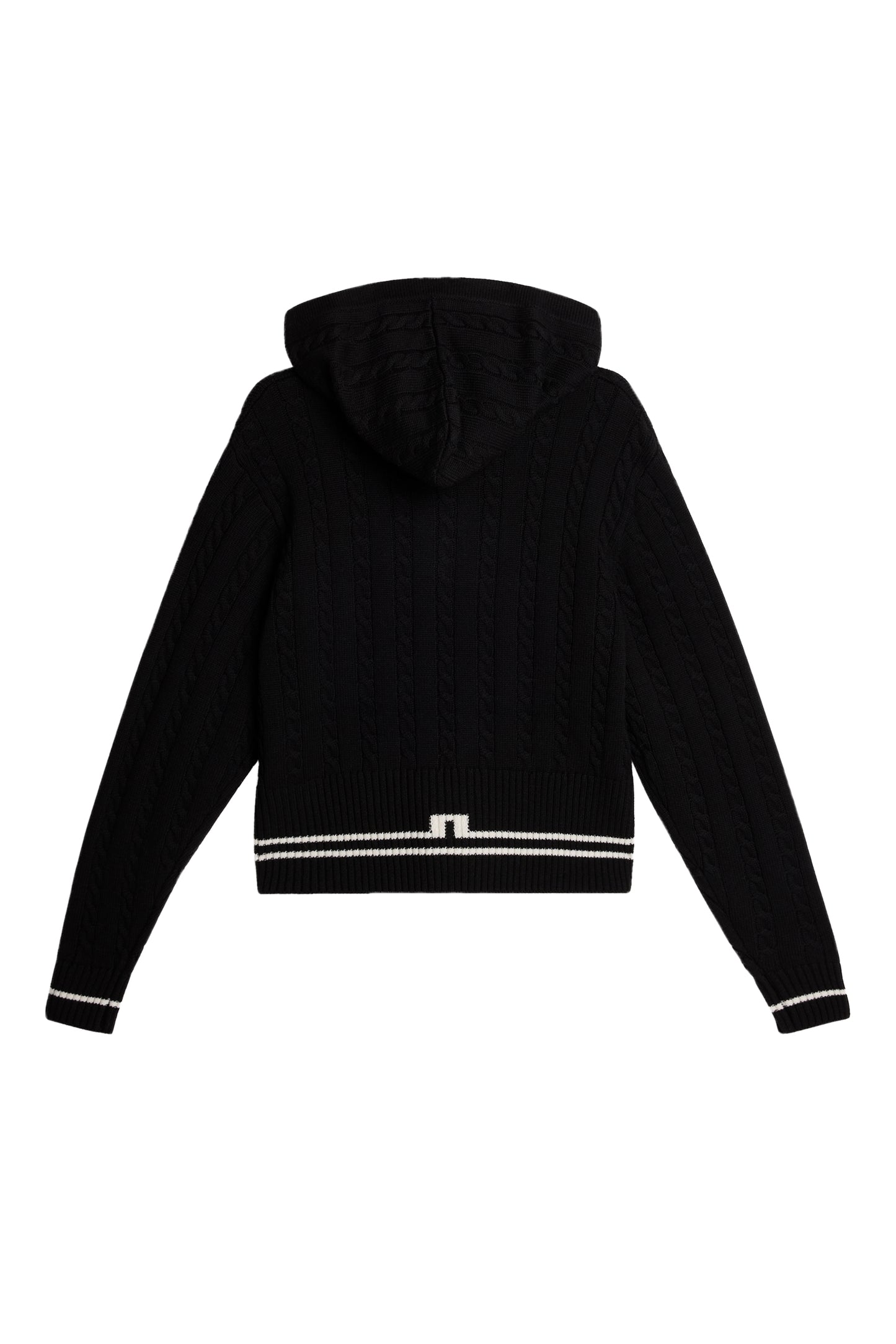 Camilla Cable Knit Wool Hood in Black by J.Lindeberg