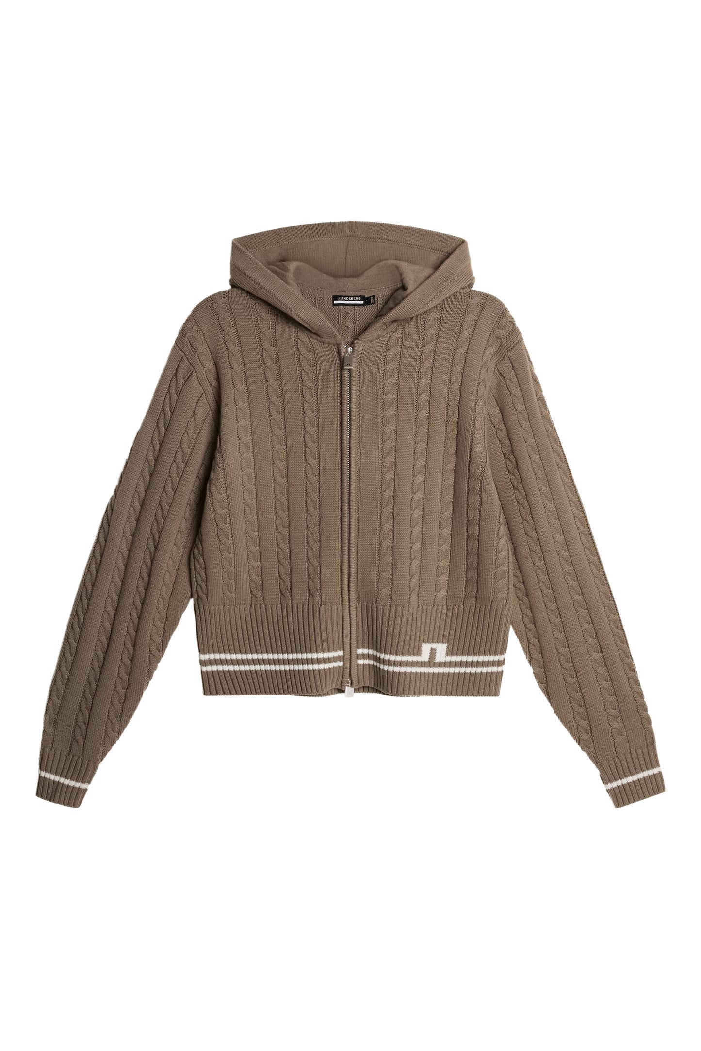 Camilla Cable Knit Wool Hood in Brindle by J.Lindeberg