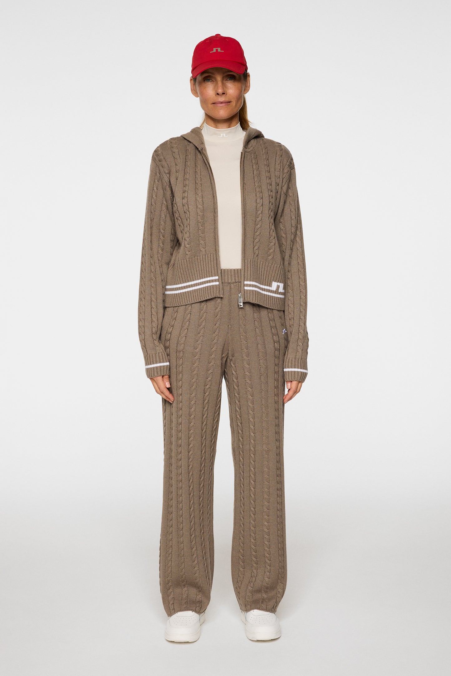 Camilla Cable Knit Wool Hood in Brindle by J.Lindeberg