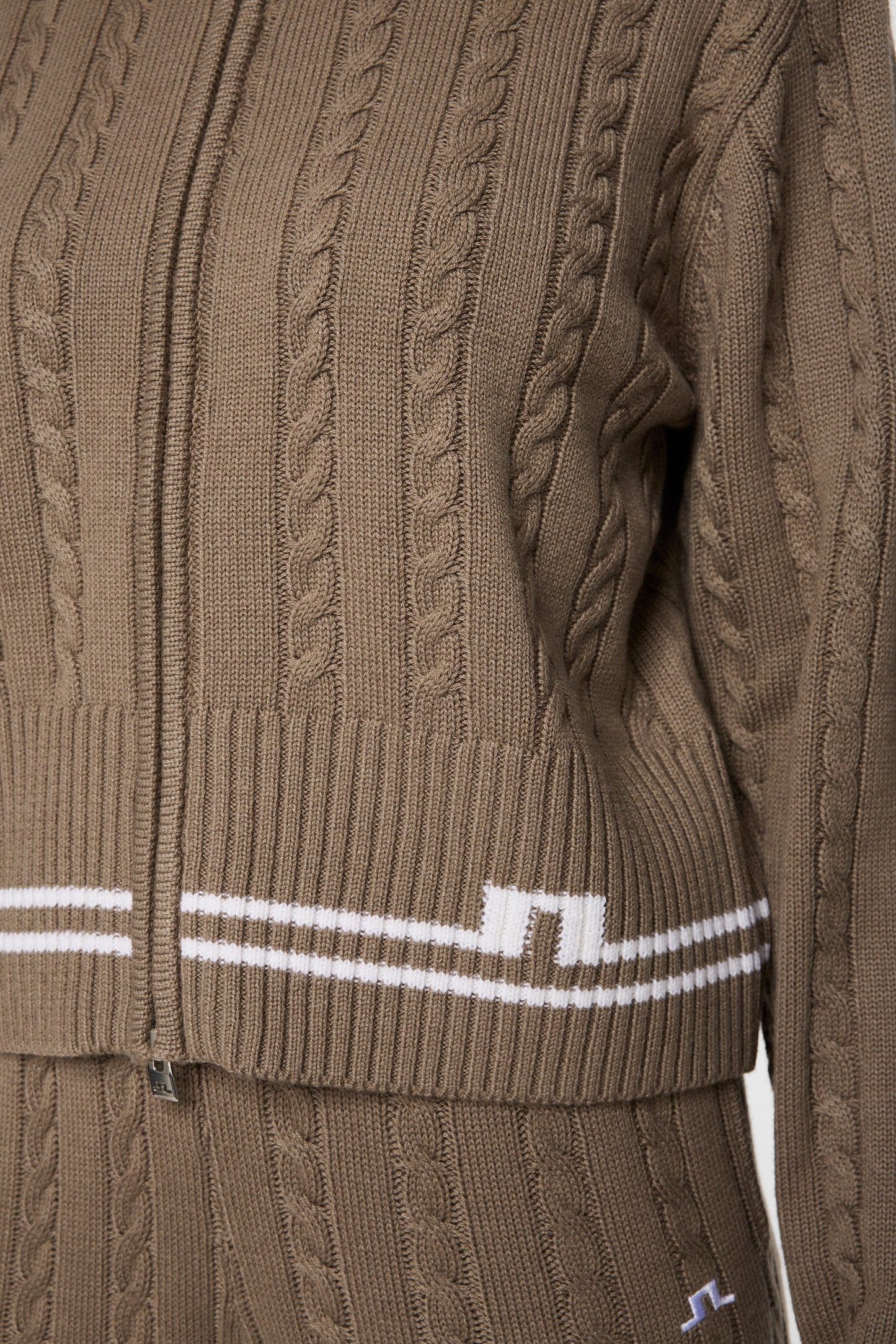 Camilla Cable Knit Wool Hood in Brindle by J.Lindeberg