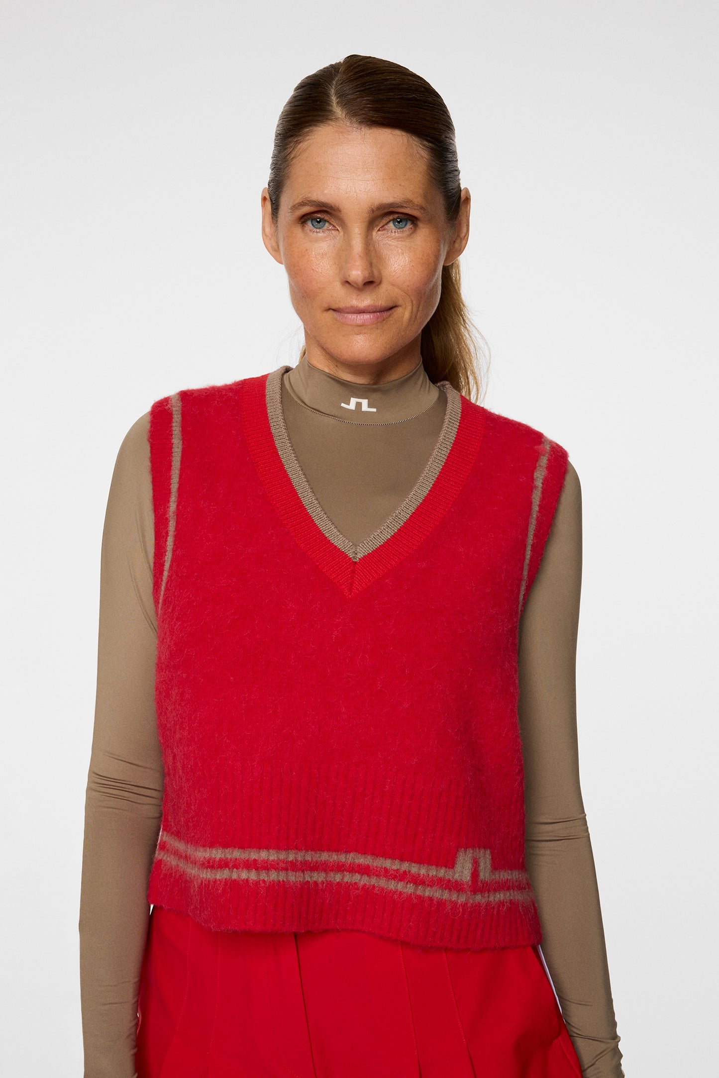 Noelle Knitted Vest in Barbados Cherry by J.Lindeberg