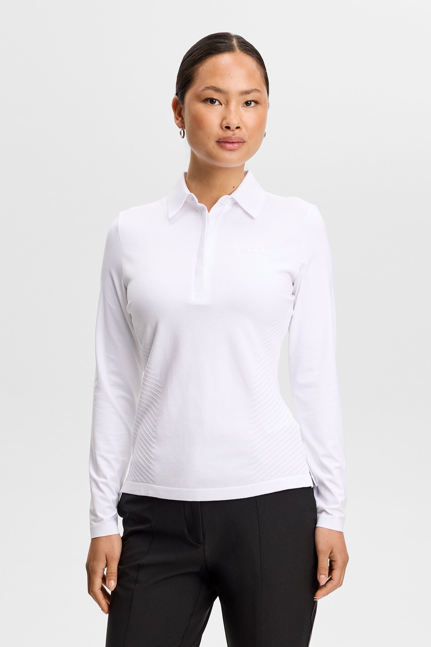 Kailey LS Hybrid Knit Polo in White by J.Lindeberg