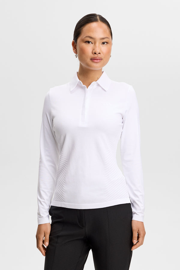 Kailey LS Hybrid Knit Polo / White