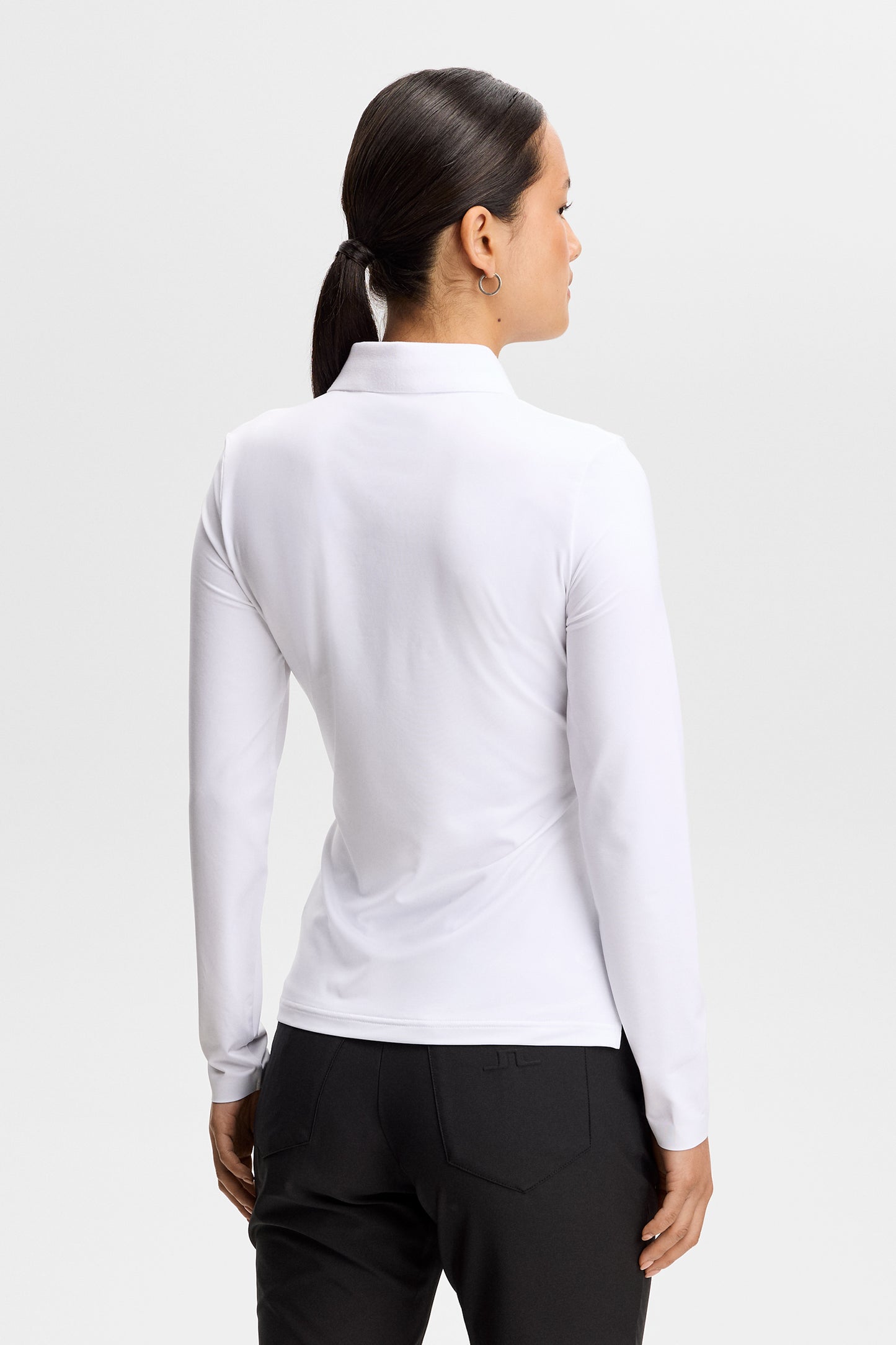 Kailey LS Hybrid Knit Polo in White by J.Lindeberg