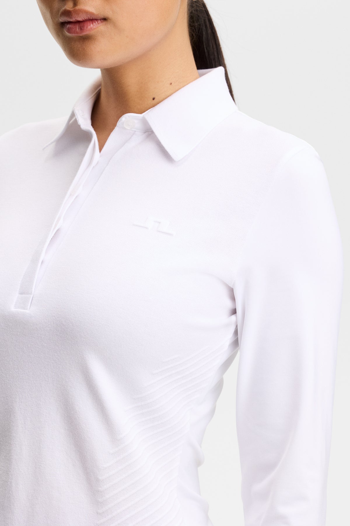 Kailey LS Hybrid Knit Polo in White by J.Lindeberg