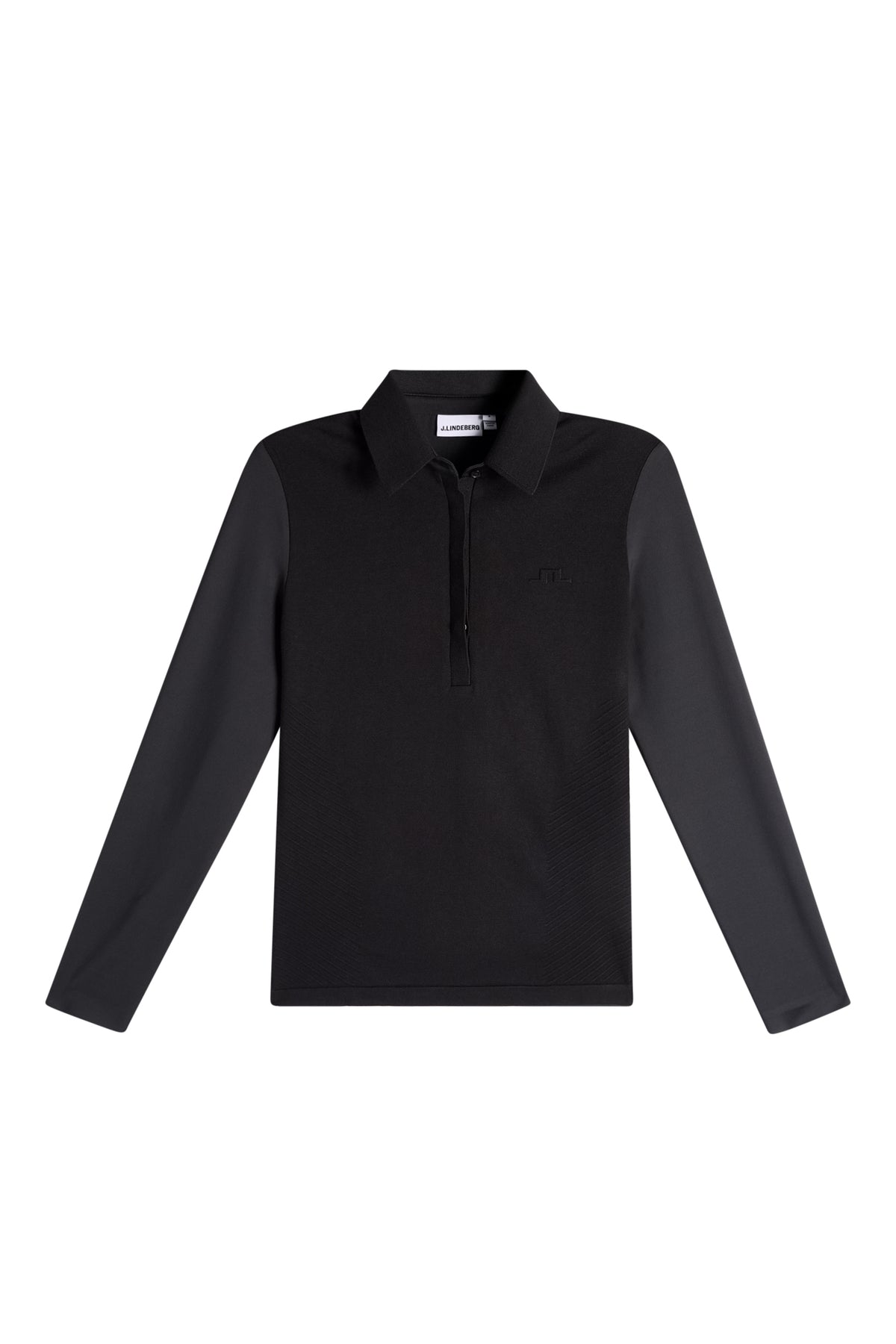 Kailey LS Hybrid Knit Polo in Black by J.Lindeberg